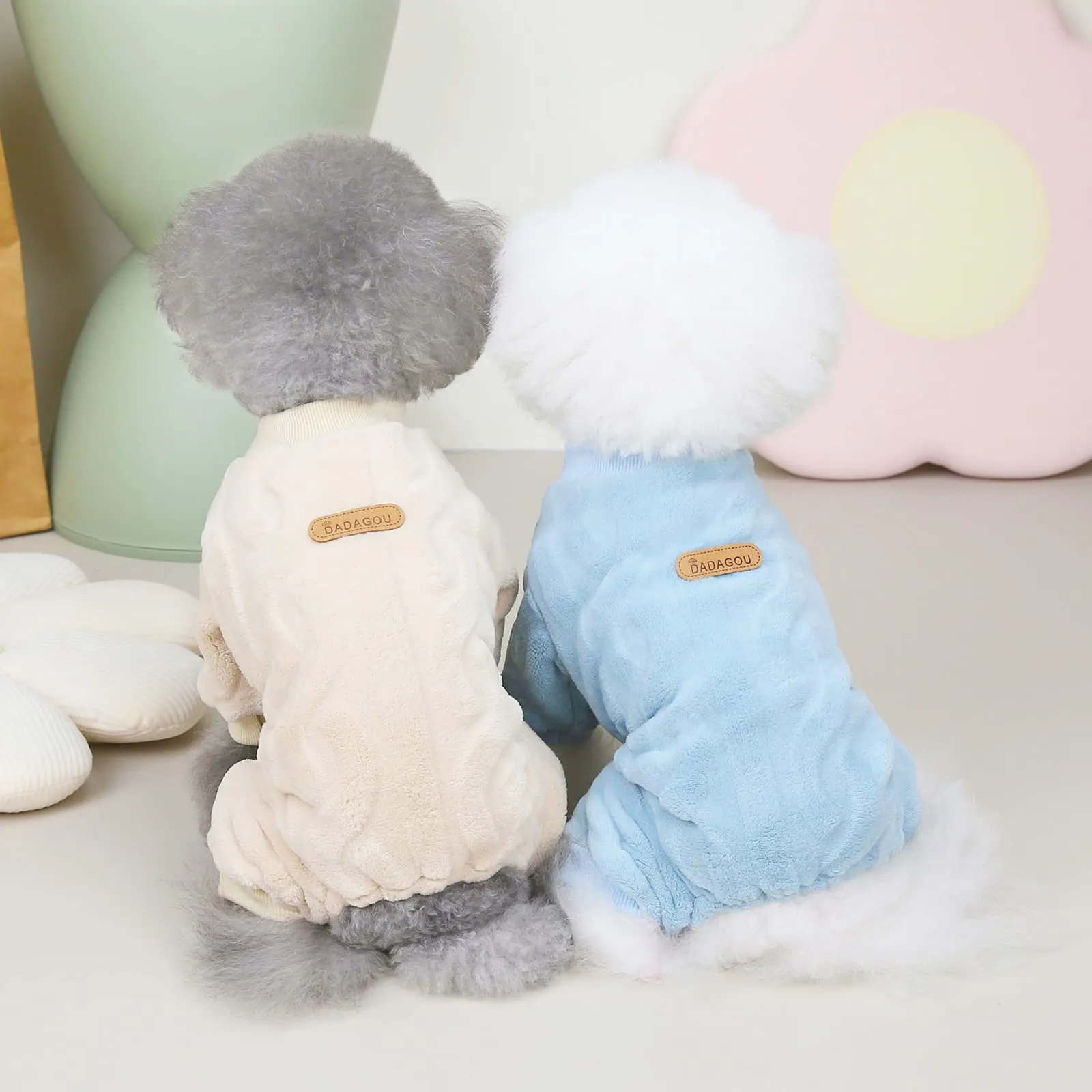 Izefia Maglione del Cane Vestiti Felpa Lana Invernale Caldo 4 Gambe Jumpsuit Pigiama Maglione per Cane Piccolo Gatto Medio - immagine 5