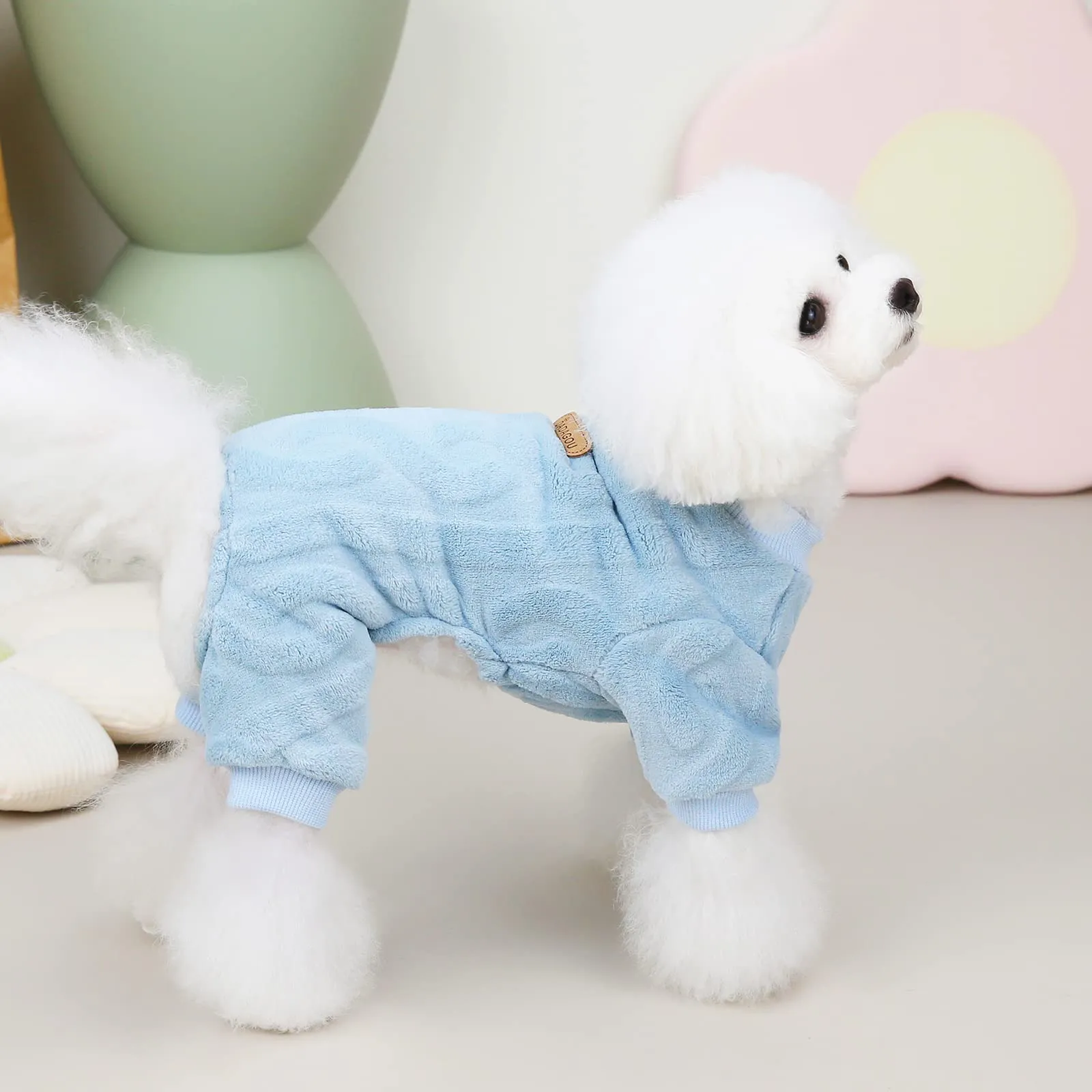 Izefia Maglione del Cane Vestiti Felpa Lana Invernale Caldo 4 Gambe Jumpsuit Pigiama Maglione per Cane Piccolo Gatto Medio - immagine 3