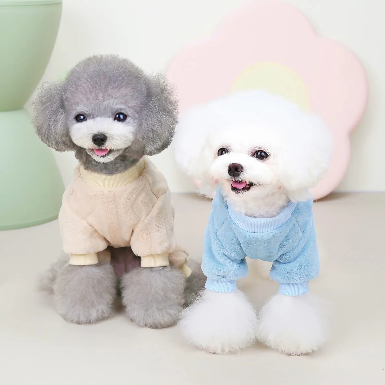 Izefia Maglione del Cane Vestiti Felpa Lana Invernale Caldo 4 Gambe Jumpsuit Pigiama Maglione per Cane Piccolo Gatto Medio - immagine 6