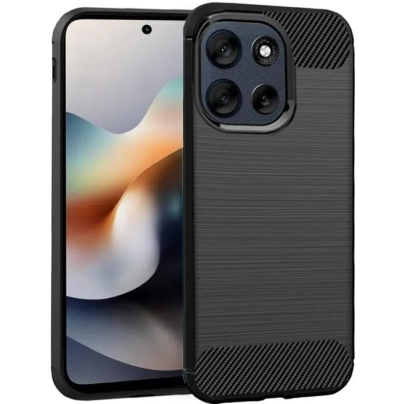 Custodia per cellulare Cool Carbon Look Paraurti TPU Nero protezione extra per Motorola Moto G56 5G - immagine 1
