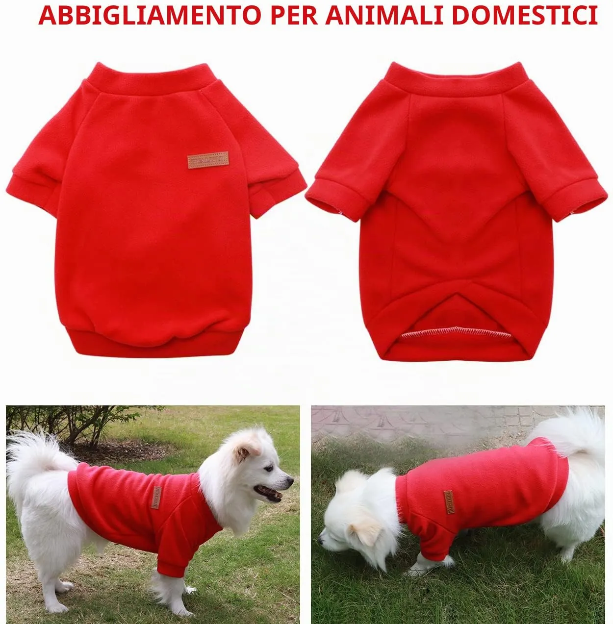 HuaLiSiJi Felpa Cane Pile Felpa per Cani Maglioncino Cane Maglione Chihuahua,Con Una Texture Morbida, Elastico Facile da Indossare e Colori Vivaci (XS,Rosso+Blu) - immagine 3
