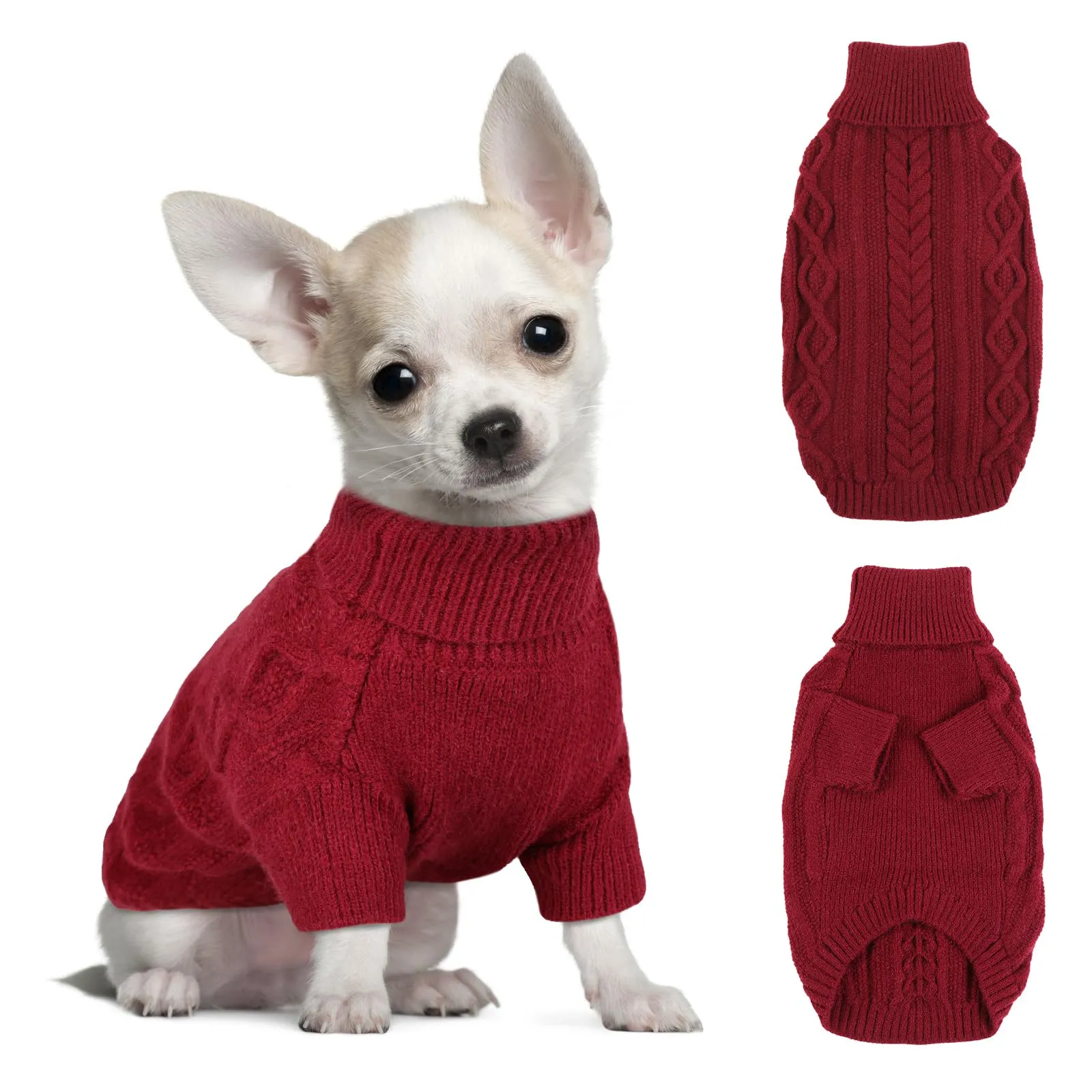Hjumarayan Maglione Natale Cane Caldo - Maglioncino Taglia Piccola Con Zampe e Foro per Guinzaglio (Rosso Scuro XS) - immagine 1
