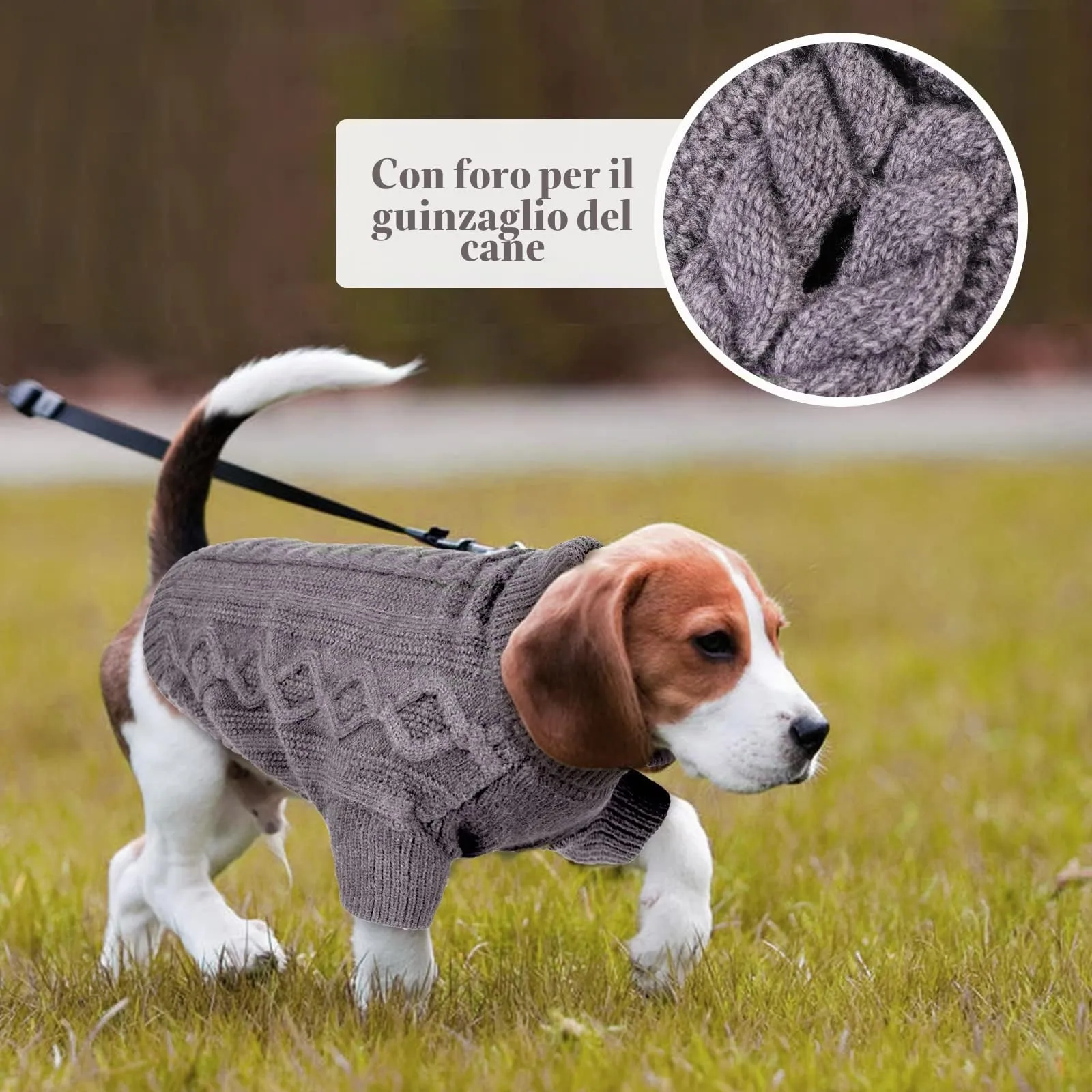 Hjumarayan Maglioncino Cane Taglia Media - Semplice & Elegante Con Foro per Guinzaglio, Maglia Termica per Bulldog Francese (Grigio M) - immagine 7