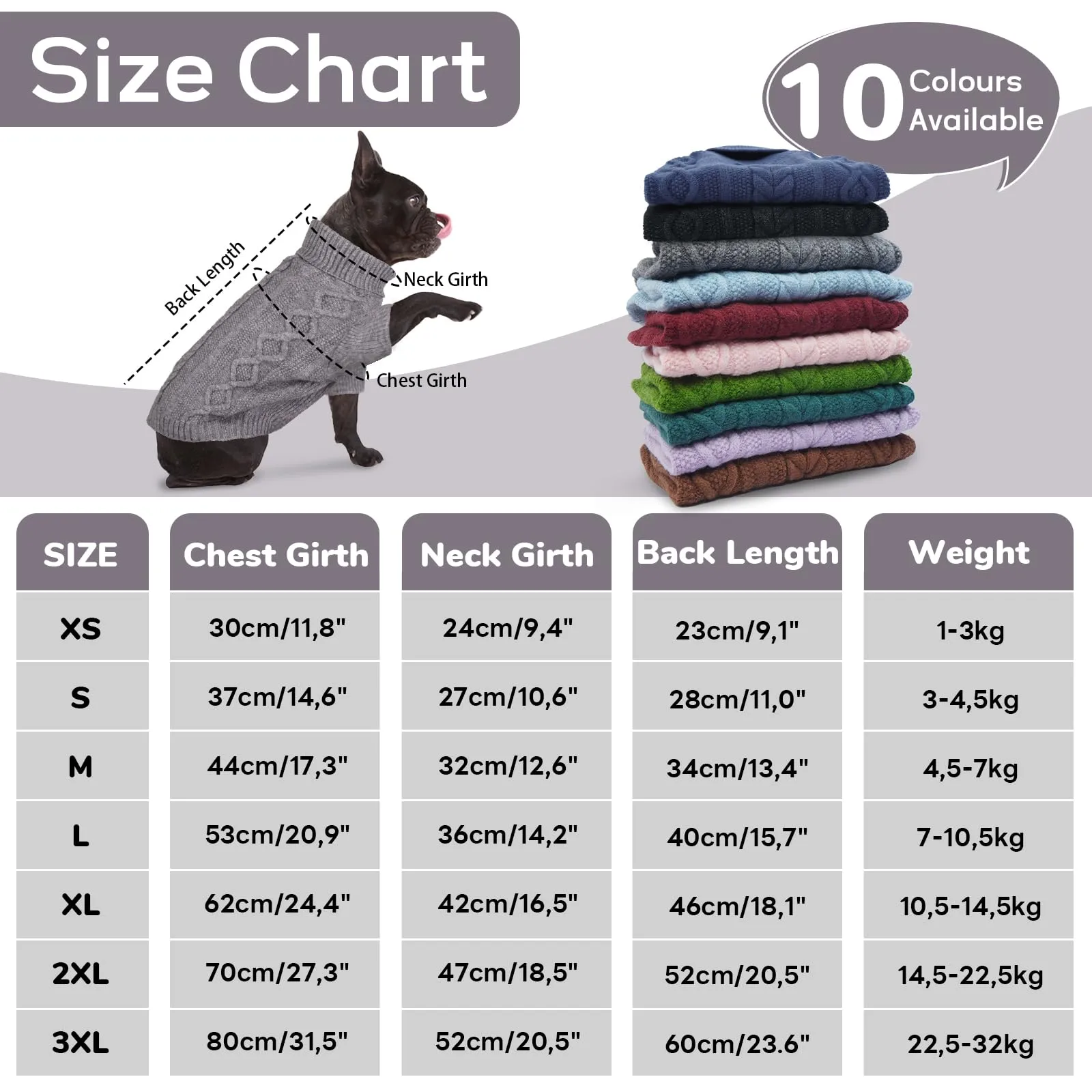 Hjumarayan Maglioncino per Cani Taglia Media - Semplice & Elegante Con Foro per Guinzaglio, Maglia Termica per Bulldog Francese (Grigio L) - immagine 2