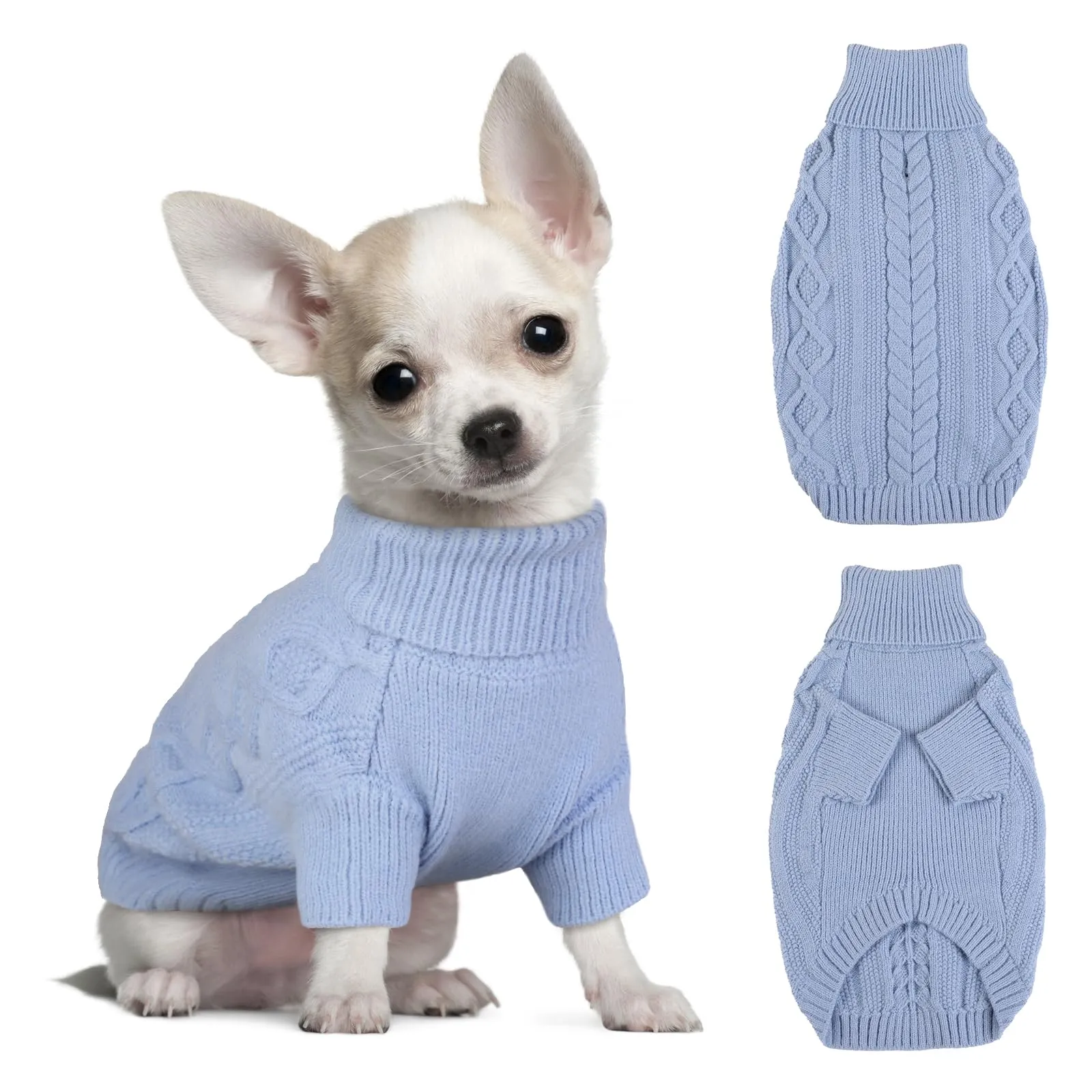 Hjumarayan Maglioncino per Gatto e Cane Taglia Piccola - Maglia Termica con Foro per Guinzaglio (Blu S) - immagine 1