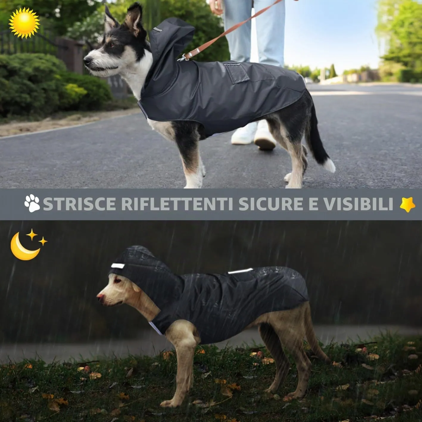 Idepet - Mantella per cani con cappuccio e foro per il collare, impermeabile e riflettente, per cani di piccola, media e grande taglia - immagine 4