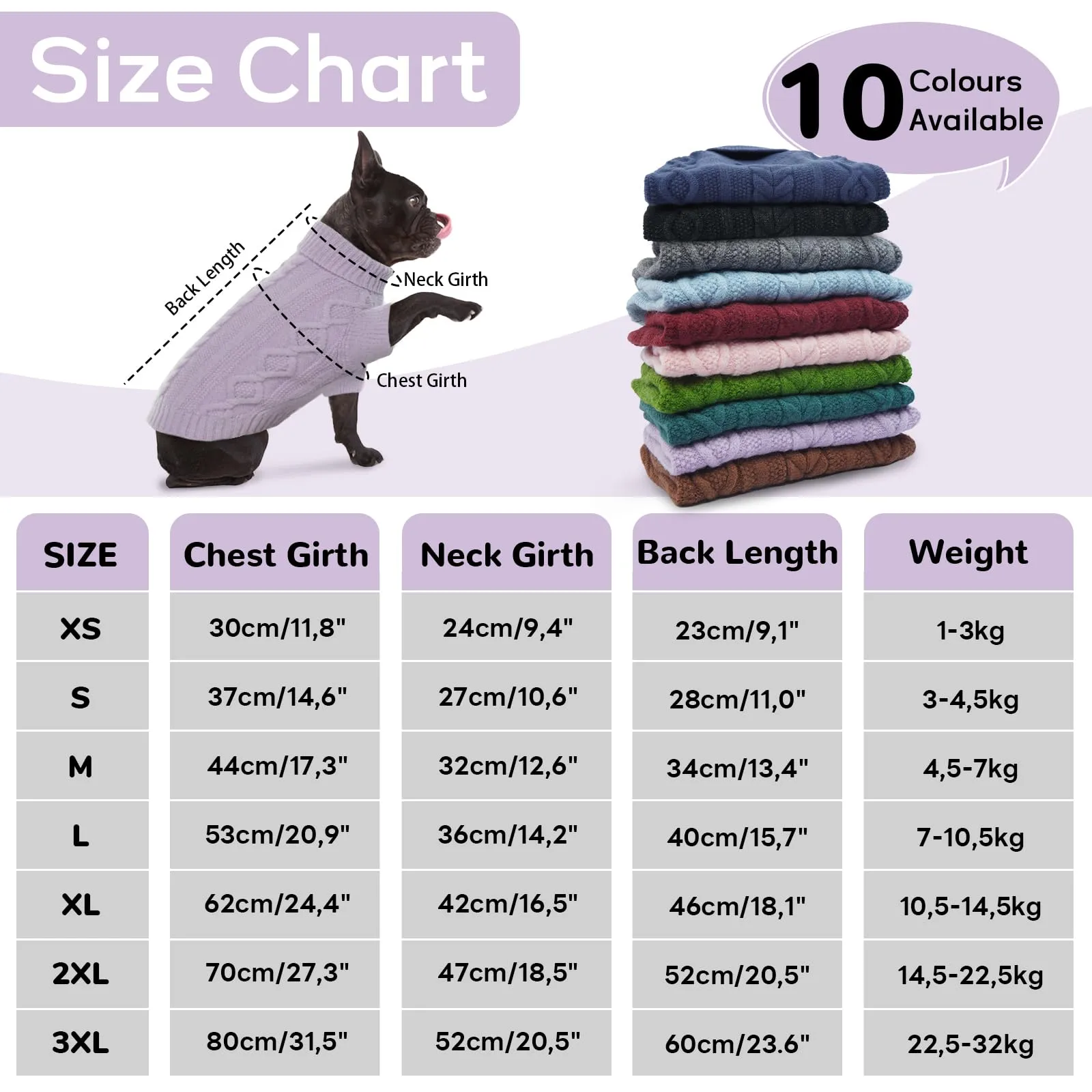Hjumarayan Maglione Cane - Maglioncino per Cani Elegante con Foro per Guinzaglio, Maglia Termica Viola XS - immagine 2