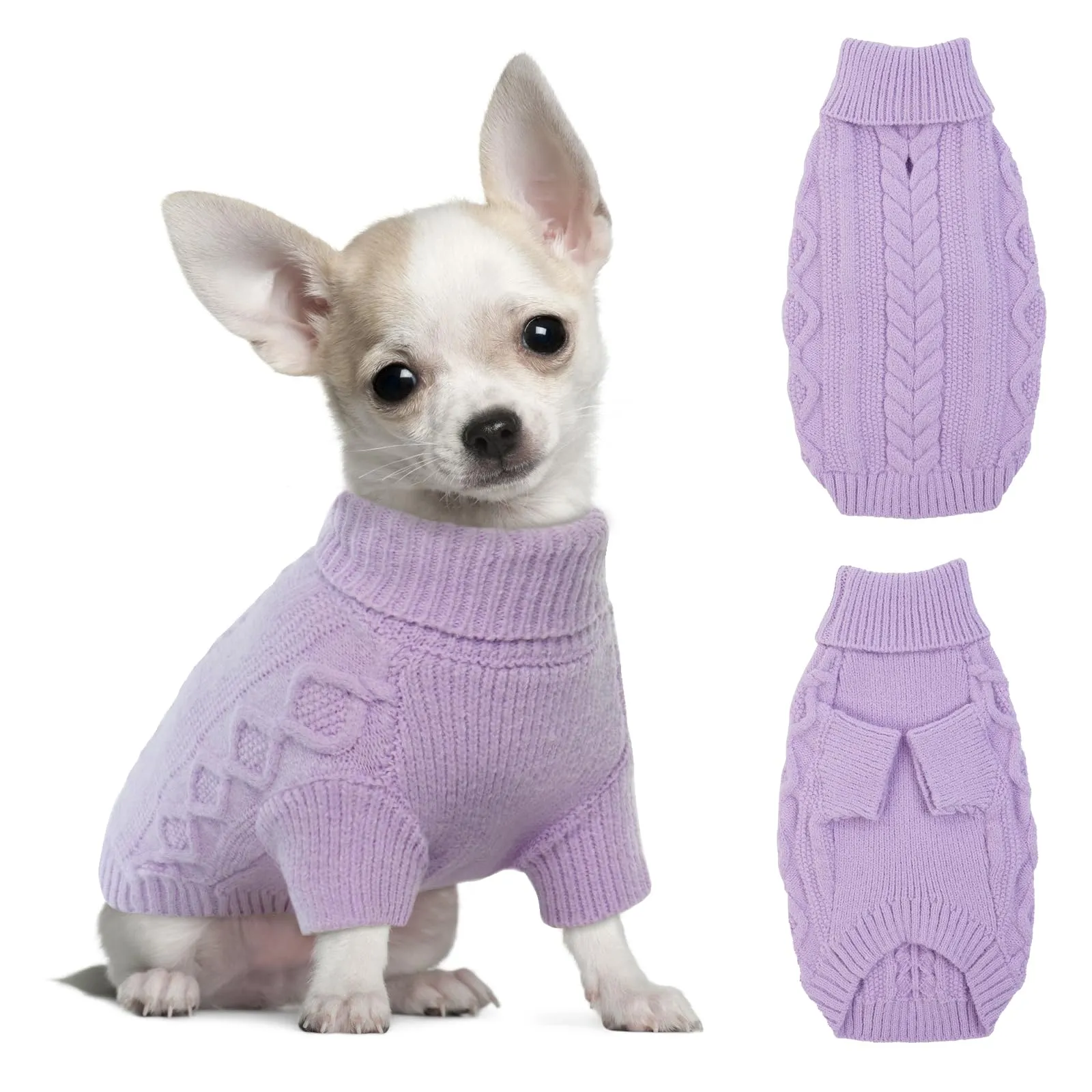 Hjumarayan Maglione per gatti – Maglione invernale per cani, caldo maglione per cani con foro per la pettorina, bel maglione per gatti con gambe, maglione per cani di piccola taglia (Lilla S) - immagine 1