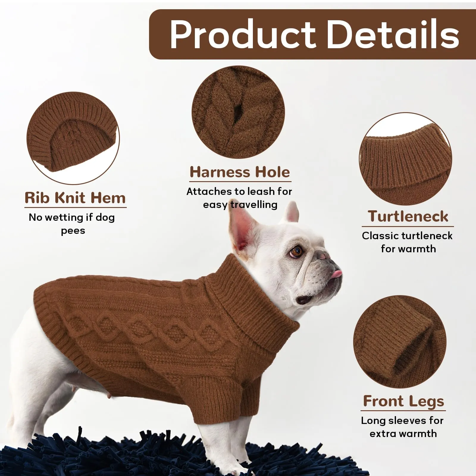 Hjumarayan Maglione per Cani Taglia Grande - Maglioncino Semplice & Elegante in Pile con Foro per Guinzaglio (Caffè XL) - immagine 3