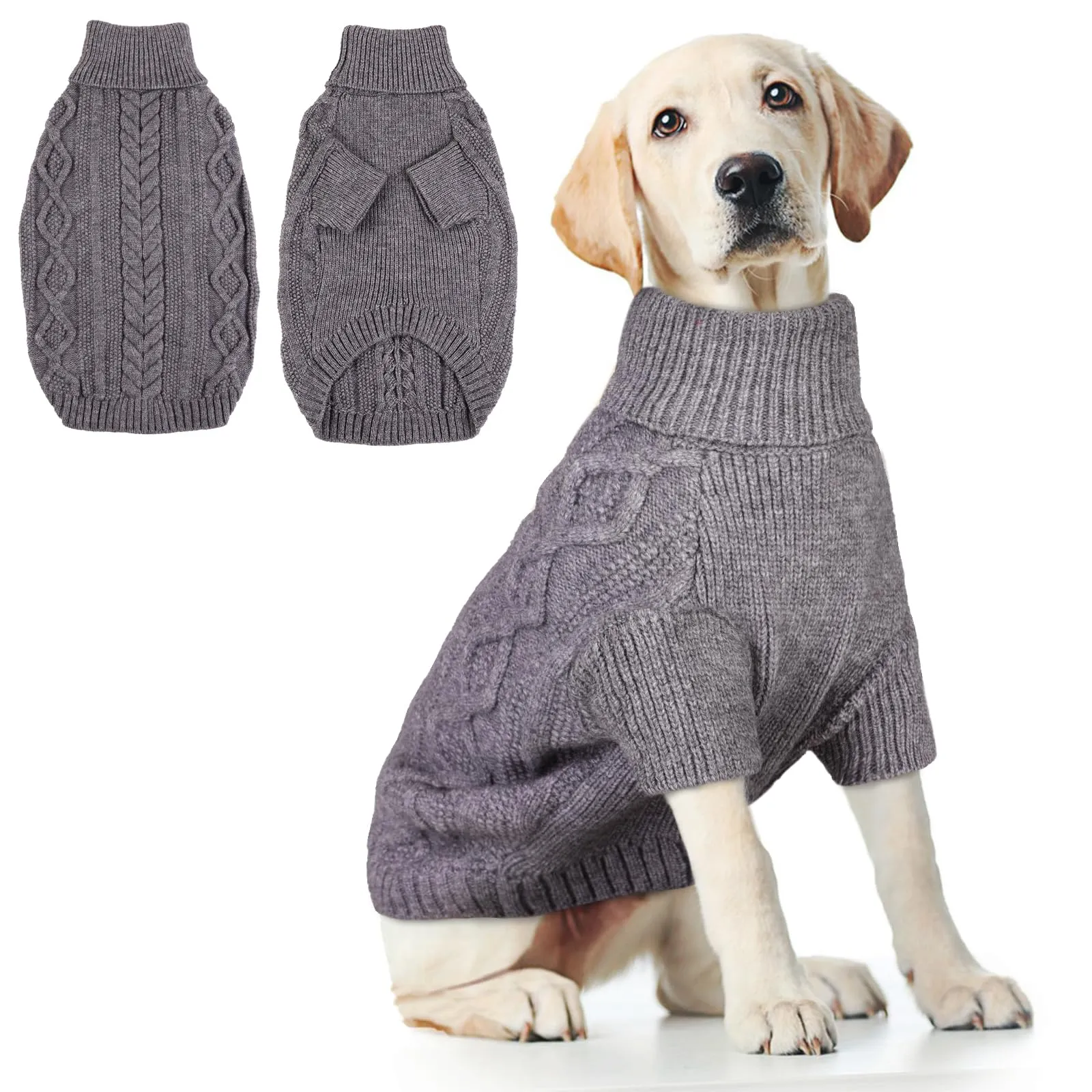 Hjumarayan Maglione per Cani Taglia Grande - Maglioncino Semplice & Elegante in Pile con Foro per Guinzaglio (Grigio XXL) - immagine 1