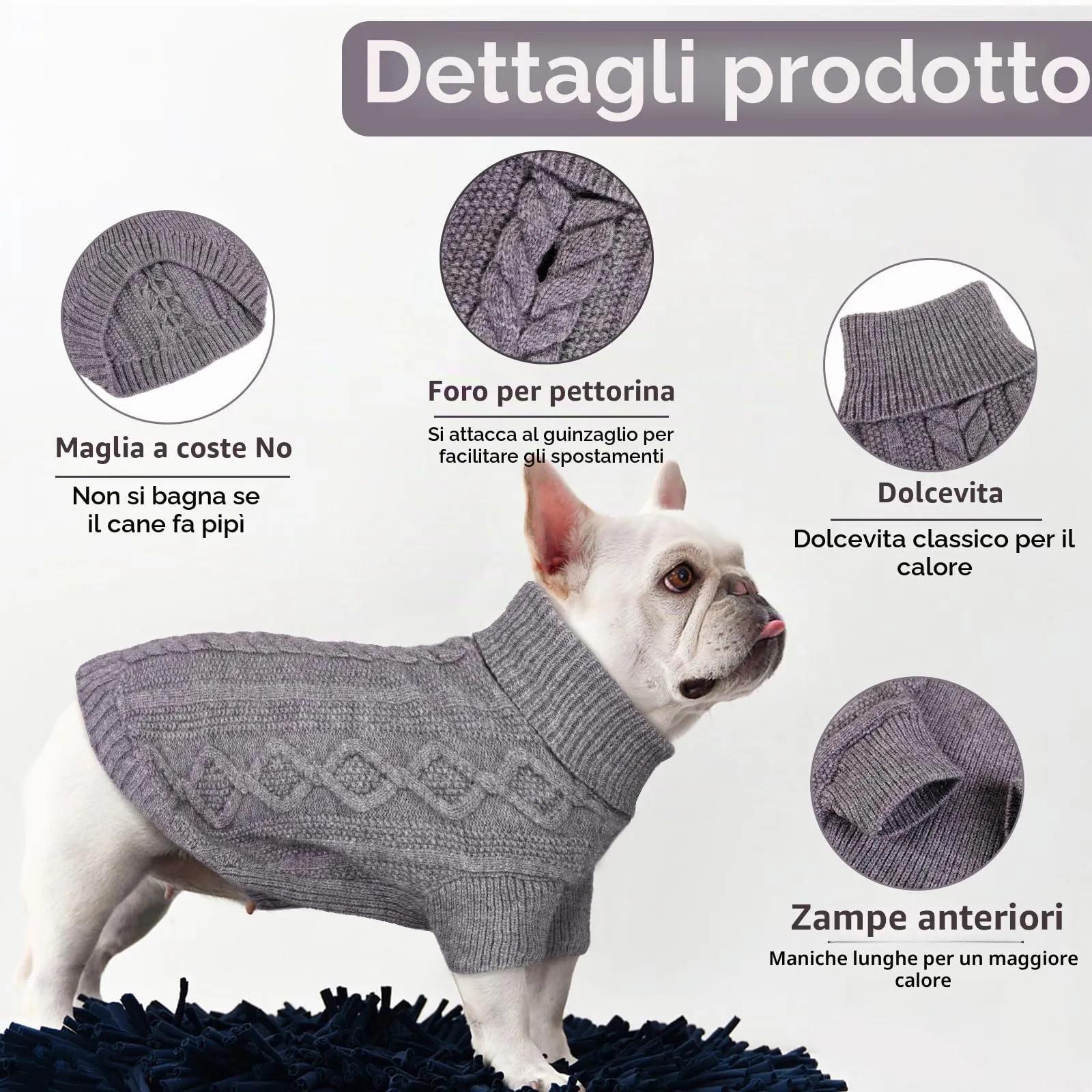 Hjumarayan Maglione per Cani Taglia Grande - Maglioncino Semplice & Elegante in Pile con Foro per Guinzaglio (Grigio XXL) - immagine 3