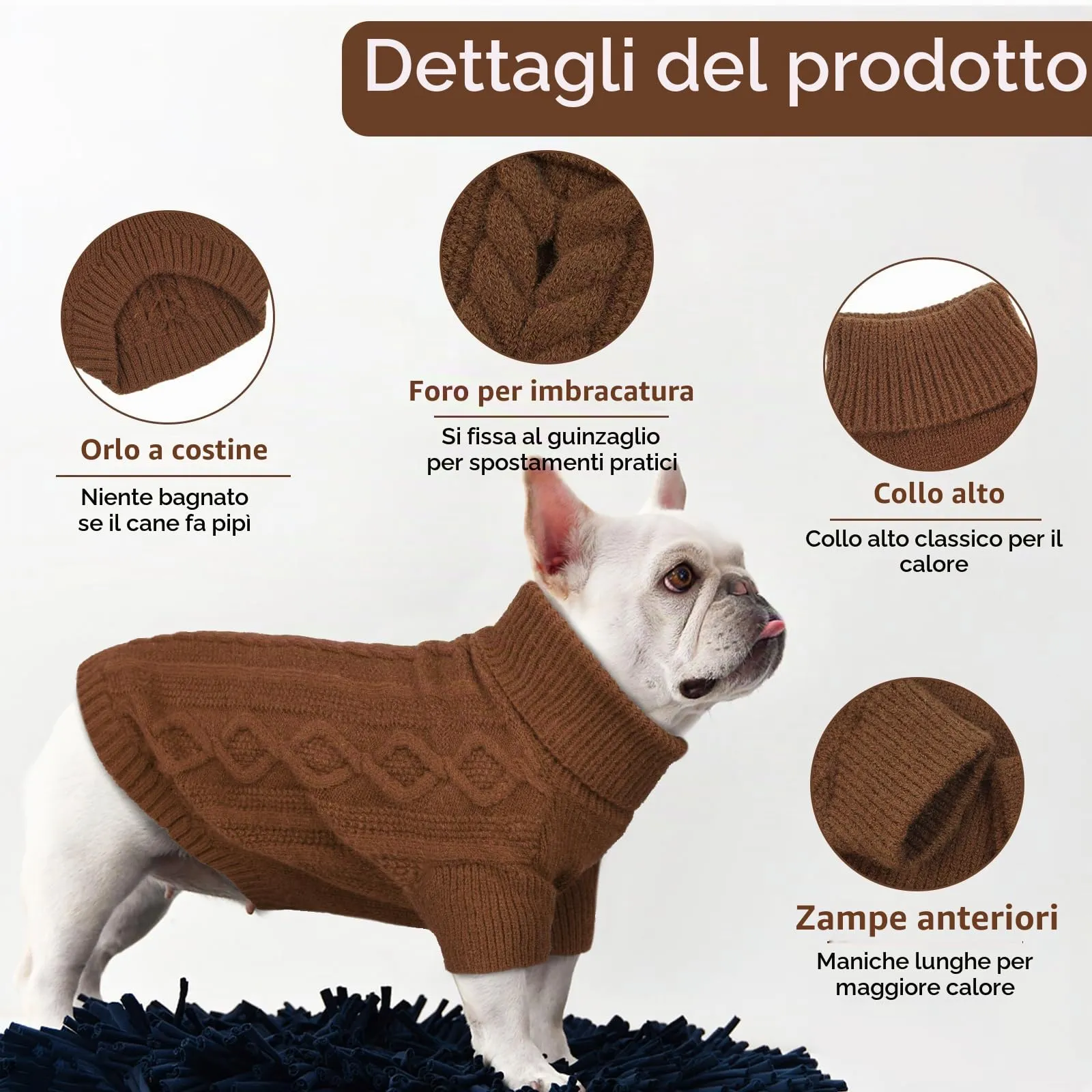 Hjumarayan Maglione per Cani Taglia Grande - Maglioncino Semplice & Elegante in Pile con Foro per Guinzaglio (Caffè XXL) - immagine 3