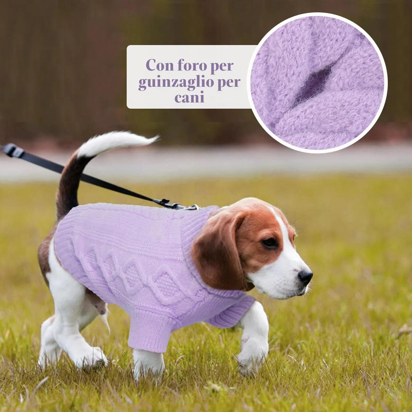 Hjumarayan Maglione per Cani Taglia Grande - Maglioncino Semplice & Elegante in Pile, Maglia Termica con Foro per Guinzaglio (Viola XL) - immagine 7