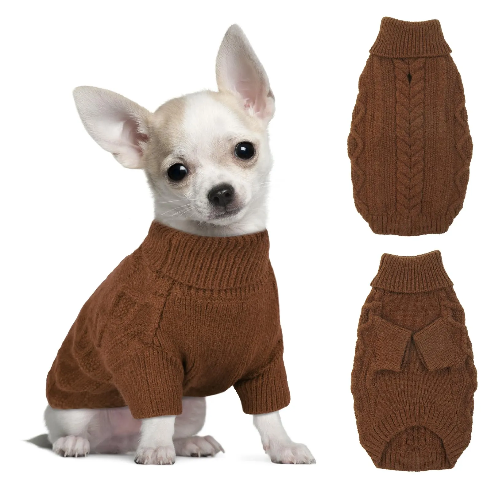 Hjumarayan Maglioncino per Gatto - Maglia Termica per Cane Taglia Piccola con Foro per Guinzaglio (Caffè S) - immagine 1