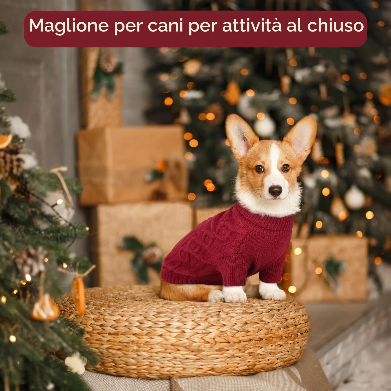 Hjumarayan Maglione Cane Caldo - Maglioncino per Cani con Zampe, Maglioncini per Cani con Foro per Guinzaglio (Rosso Scuro XXL) - immagine 5