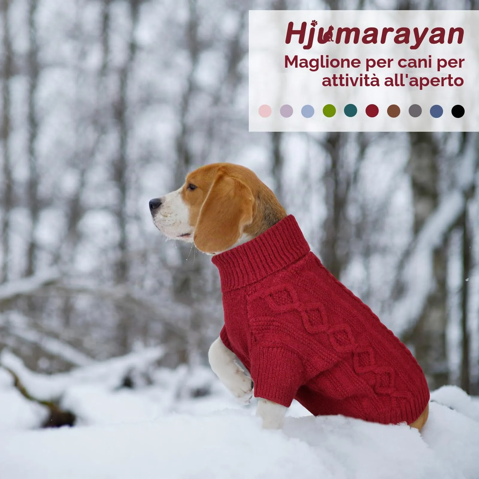 Hjumarayan Maglione Cane Caldo - Maglioncino per Cani con Zampe, Maglioncini per Cani con Foro per Guinzaglio (Rosso Scuro XXL) - immagine 6