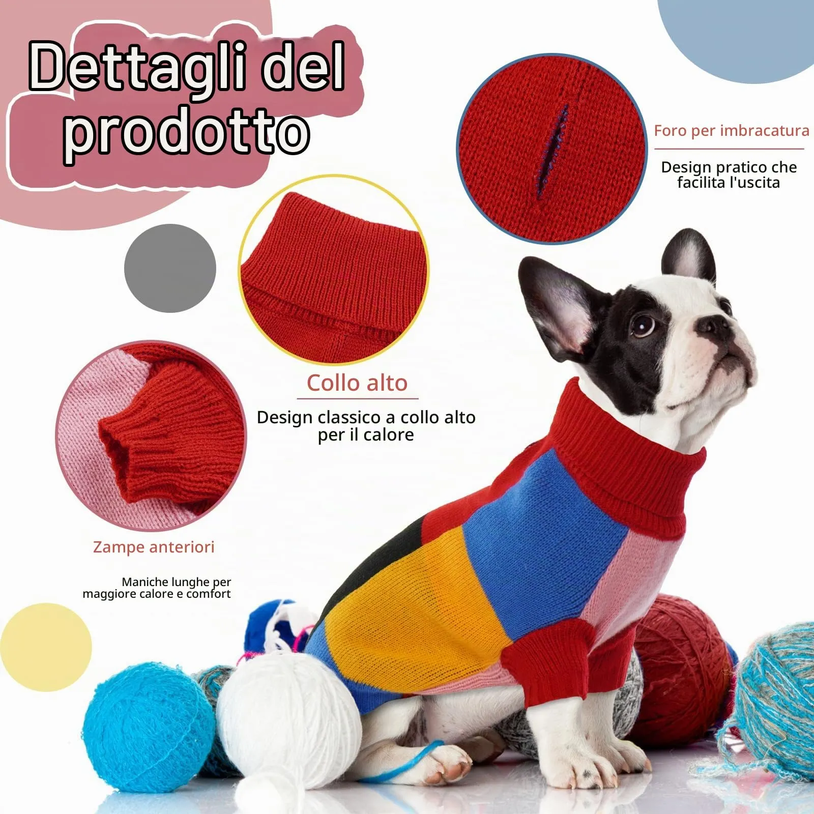 Hjumarayan Maglione Cane - Maglioncino Cane Taglia Media Vintage Maglioncino per Cani con Zampe Maglione Natale Calda e Accogliente Maglioncini per Cani con Foro, Rosso M - immagine 4