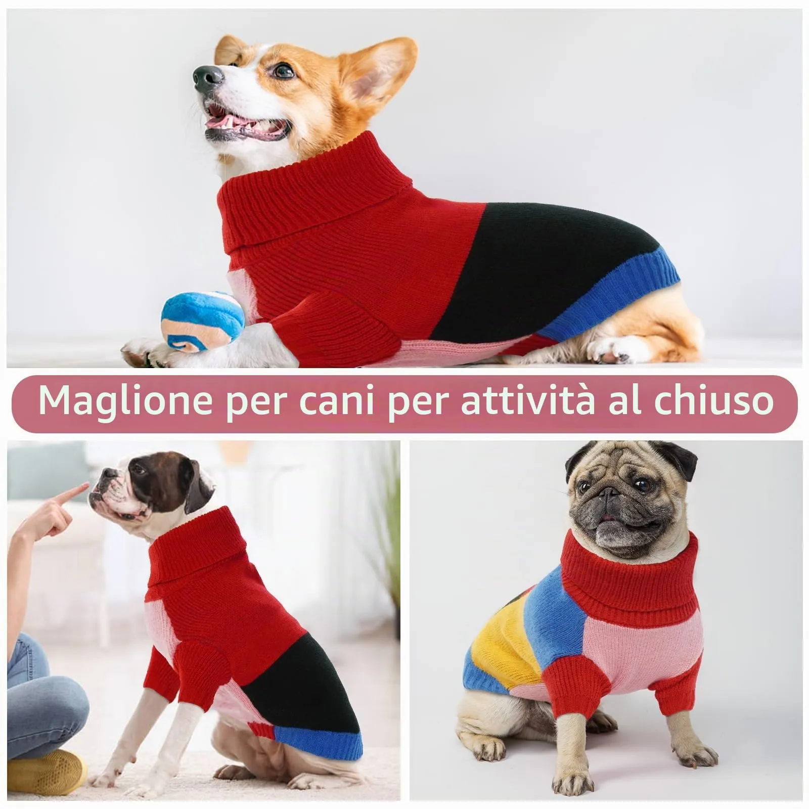 Hjumarayan Maglione Cane - Maglioncino Cane Taglia Media Vintage Maglioncino per Cani con Zampe Maglione Natale Calda e Accogliente Maglioncini per Cani con Foro, Rosso M - immagine 5