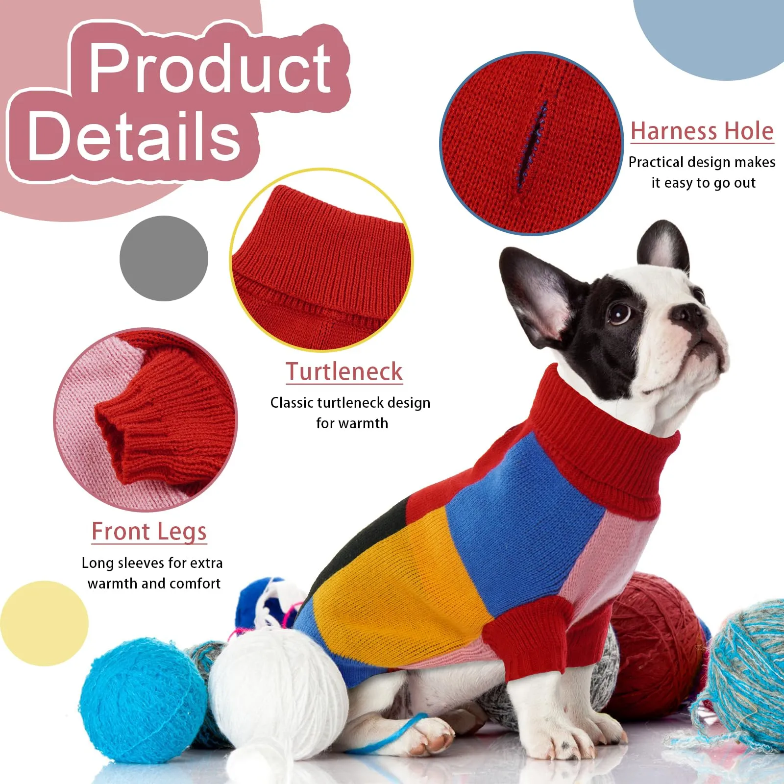 Hjumarayan Maglione Cane - Maglioncino Cane Vintage Maglioncino per Cani con Zampe Maglione Natale Calda e Accogliente Maglioncini per Cani con Foro, Rosso XS - immagine 4