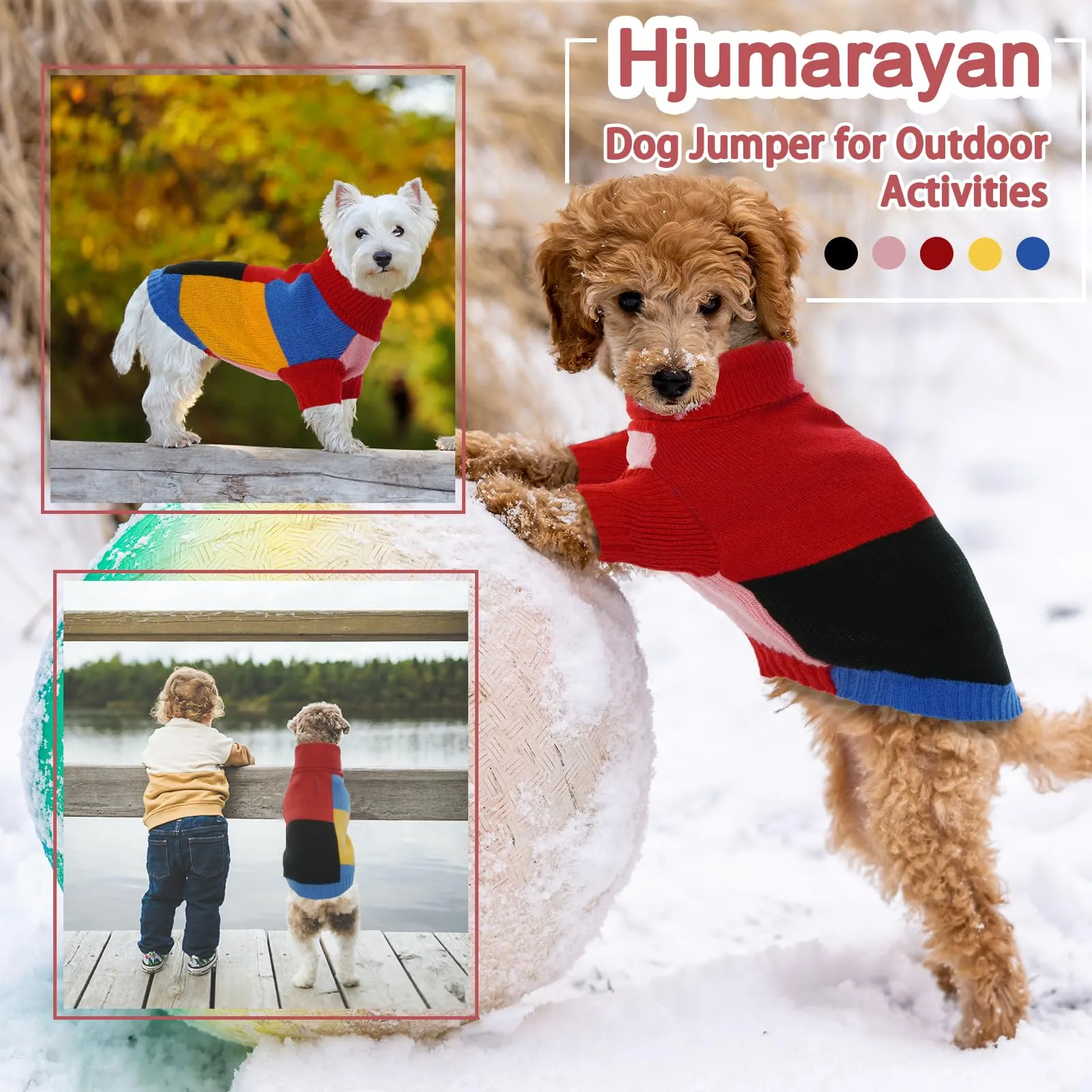 Hjumarayan Maglione Cane - Maglioncino Cane Taglia Media Vintage Maglioncino per Cani con Zampe Maglione Natale Calda e Accogliente Maglioncini per Cani con Foro, Rosso L - immagine 6