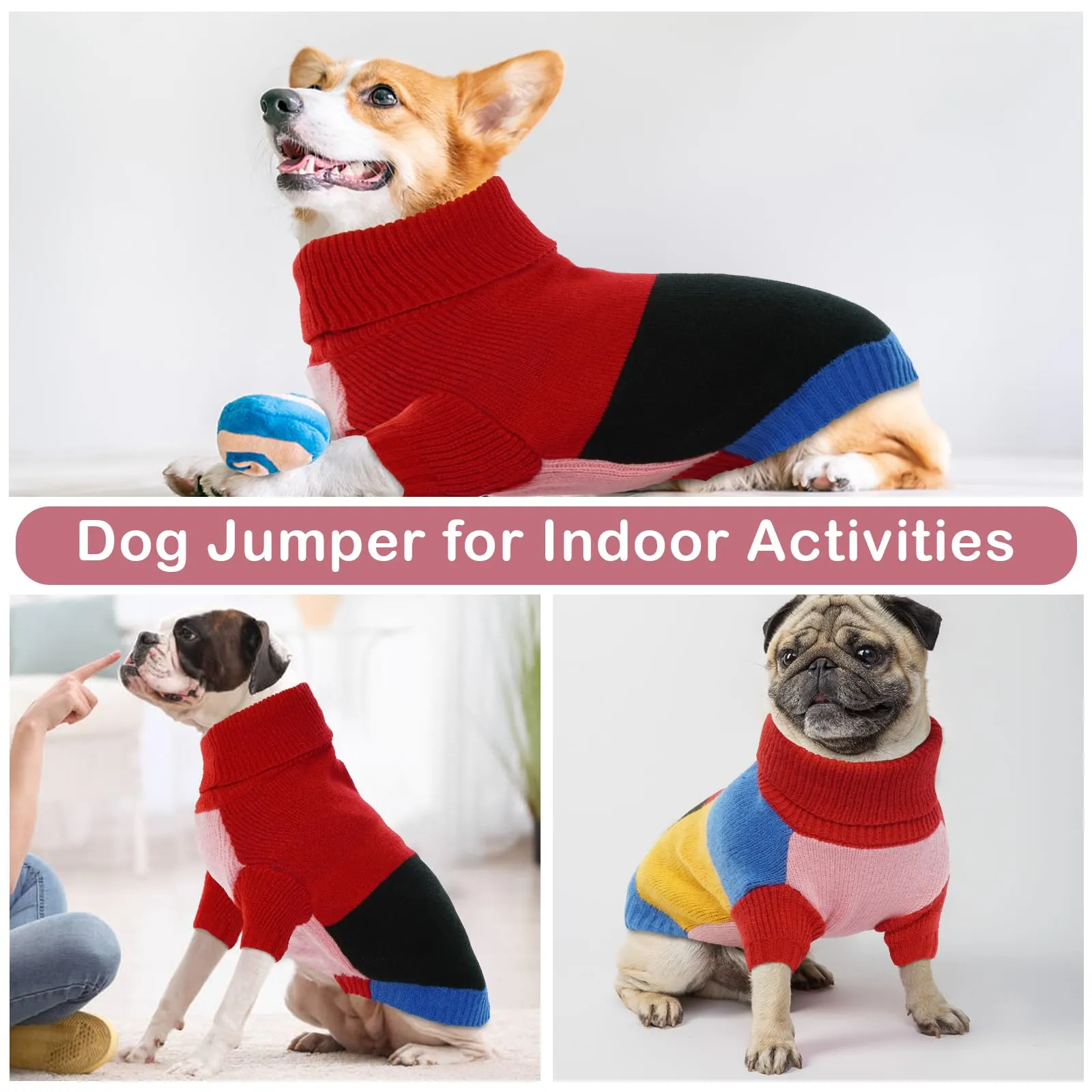 Hjumarayan Maglione Cane - Maglioncino Cane Taglia Media Vintage Maglioncino per Cani con Zampe Maglione Natale Calda e Accogliente Maglioncini per Cani con Foro, Rosso XL - immagine 5