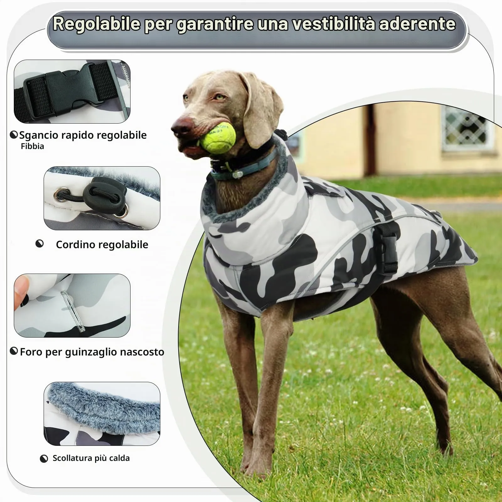 Giubbotto Impermeabile Cane, Giacca Cani Cappottino impermeabile per Cani Taglia Media Cappotti e Giubbotti per Cani di Taglia Media(Camouflage, M) - immagine 3