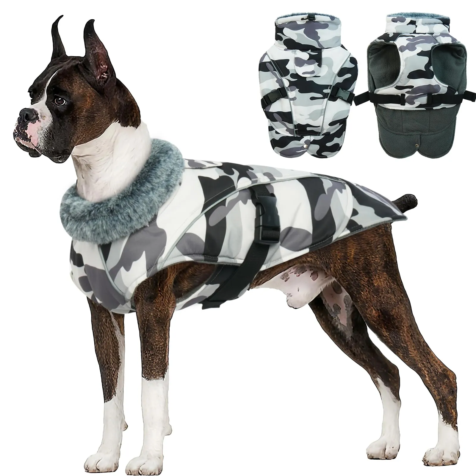 Giubbotto Cane Taglia Grande, Cappotto XXXL per Cani Giacca Calda per Cani Cappottino Impermeabile Cane Taglia Grande(Camouflage, 3XL) - immagine 1