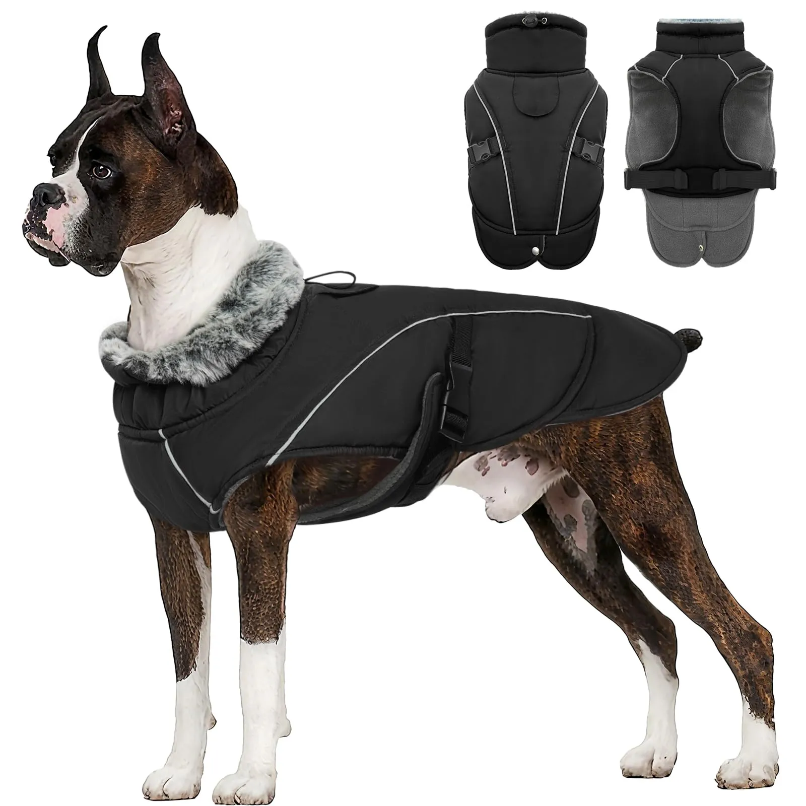 Giubbotto Cane Taglia Grande, Cappotto XXXL per Cani Giacca Calda per Cani Cappottino Impermeabile Cane Taglia Grande(Nero, 3XL) - immagine 1