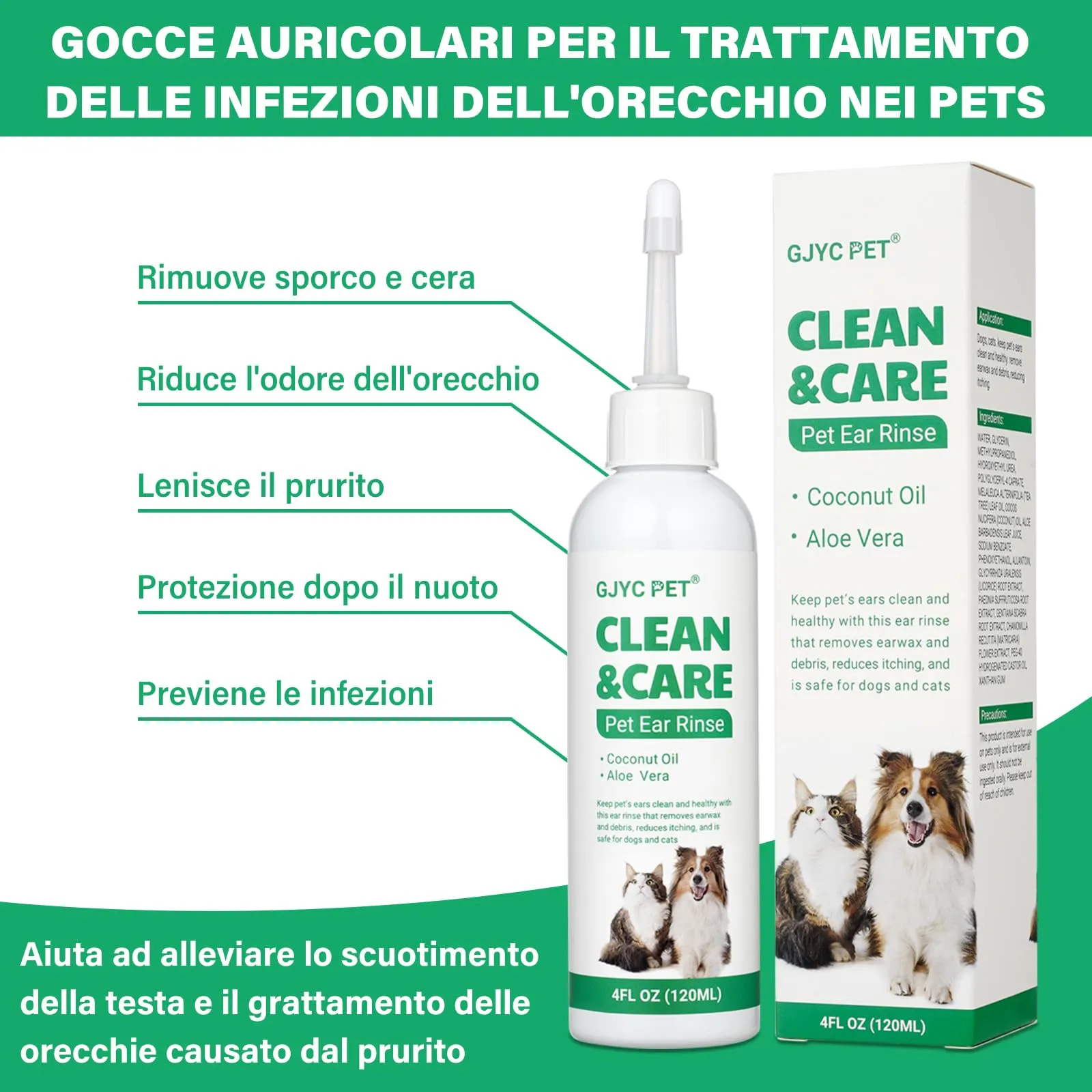 GJYC PET Pulizia Orecchie Cane, Gocce Orecchie Cani, Gocce Orecchie Cane, Detergente Orecchie per Cani, Risciacquo per Le Orecchie del Cane, Soluzione per la Pulizia delle Orecchie del Cane, 4 OZ - immagine 2