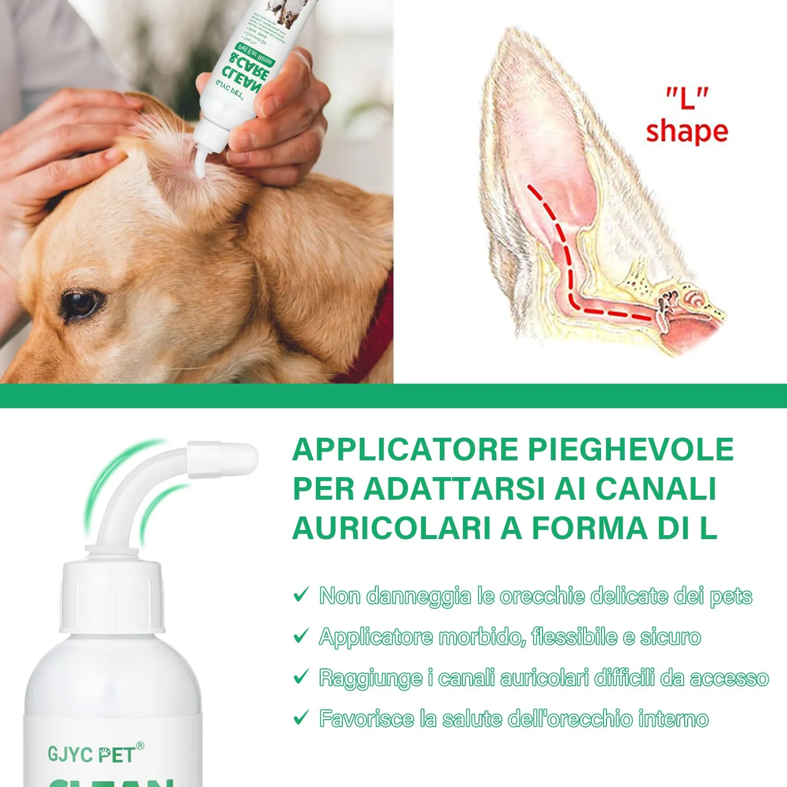 GJYC PET Pulizia Orecchie Cane, Gocce Orecchie Cani, Gocce Orecchie Cane, Detergente Orecchie per Cani, Risciacquo per Le Orecchie del Cane, Soluzione per la Pulizia delle Orecchie del Cane, 4 OZ - immagine 5