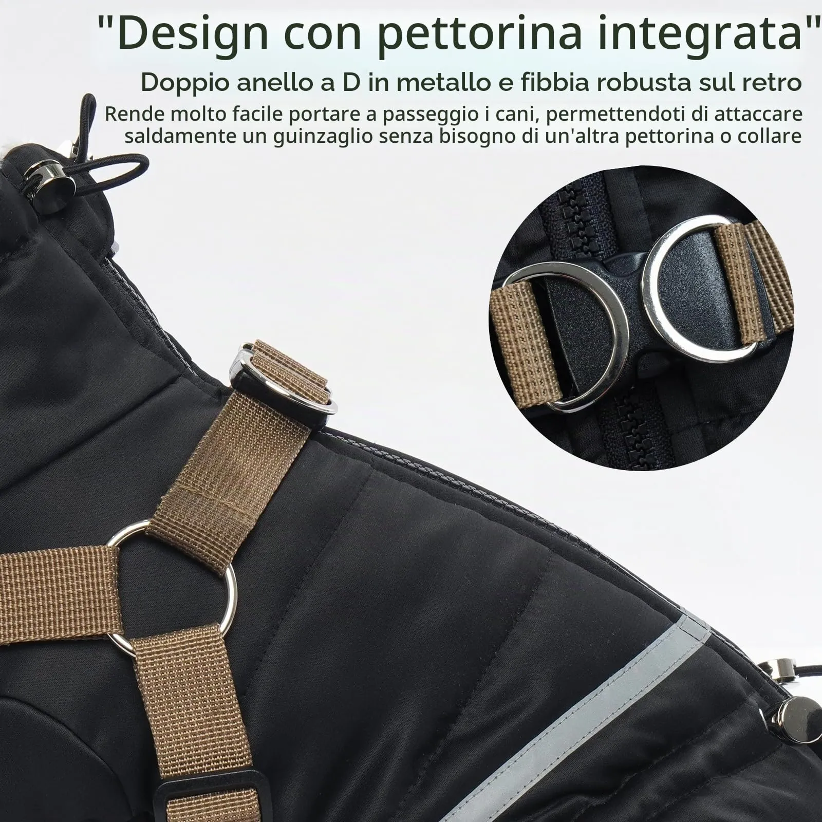 PUMYPOREITY Cappotto Invernale per Cani, Giacca per Cani Neve con Pettorina Integrata (Nero, XL) - immagine 3