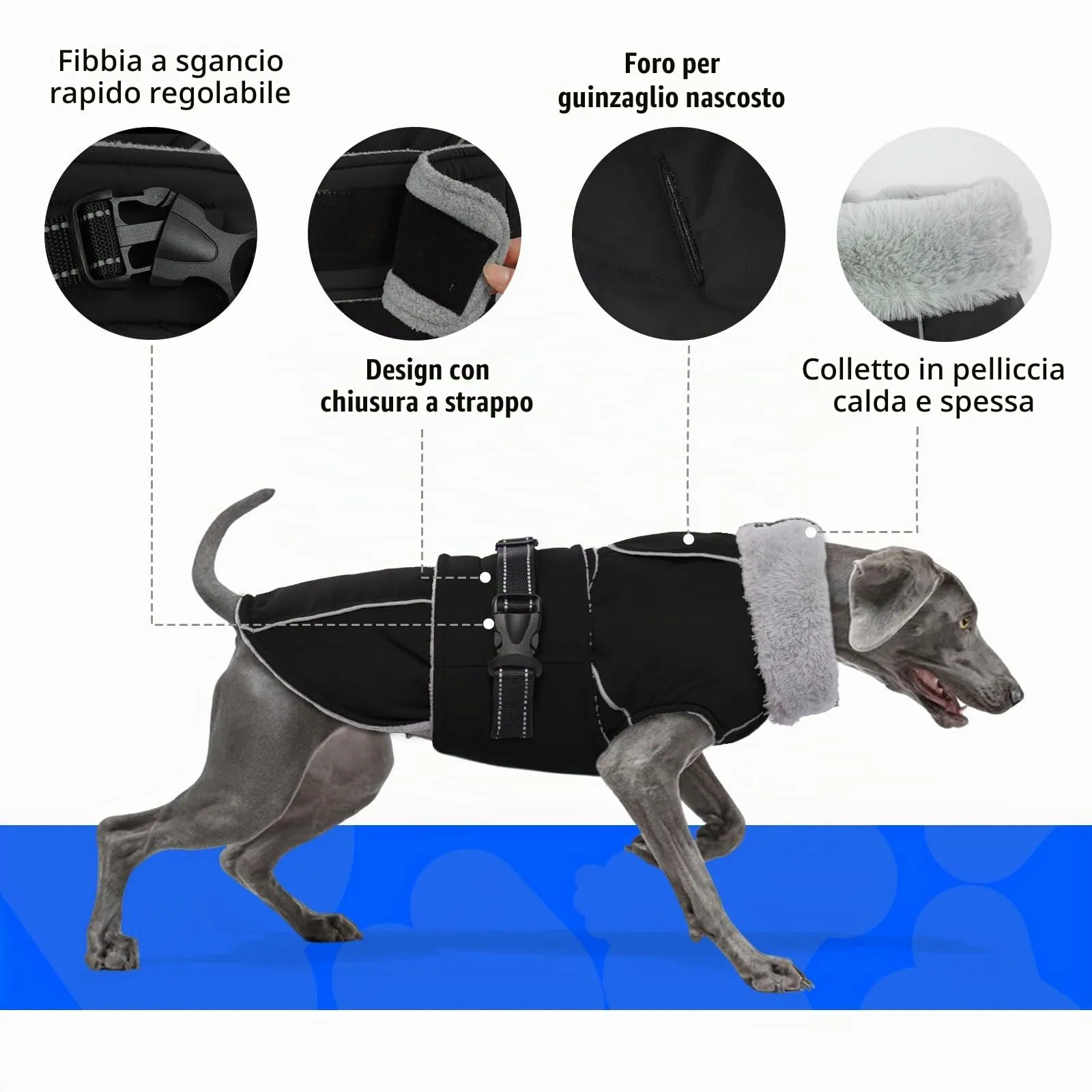 PUMYPOREITY Cappotto Cani Invernale, Giacca Impermeabile in Pile Giacca Cani Neve Caldo Cappotti e Giubbotti per Cane Piccoli Piumino Cane Cappottino Imbottito Cani(Nero, S) - immagine 3