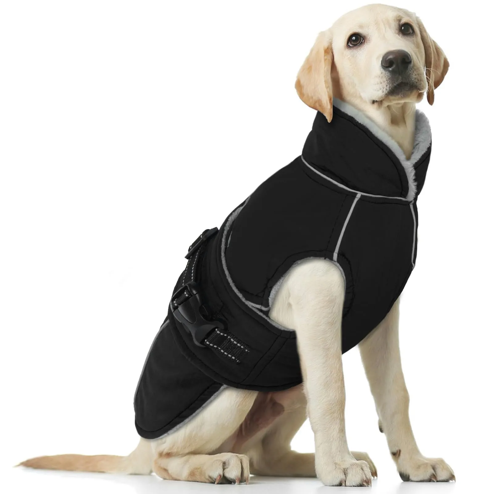 Giacca Invernale per cani, Giubbini Cani Invernali Cappotto Pile Caldo Antivento Giubbotto Cani Taglia Media Gilet Cappottino Impermeabile per Cani Grandi(Nero, XL) - immagine 1