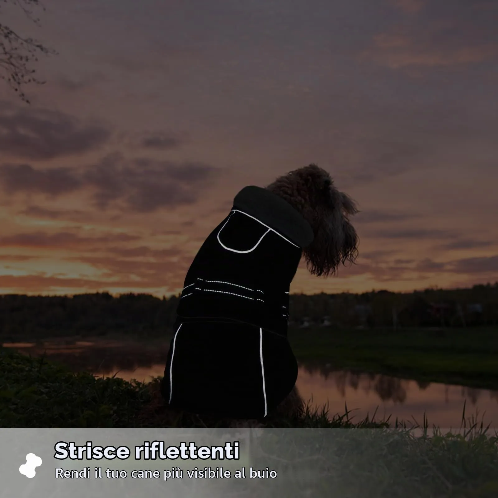 Giacca Invernale per cani, Giubbini Cani Invernali Cappotto Pile Caldo Antivento Giubbotto Cani Taglia Media Gilet Cappottino Impermeabile per Cani Grandi(Nero, L) - immagine 5