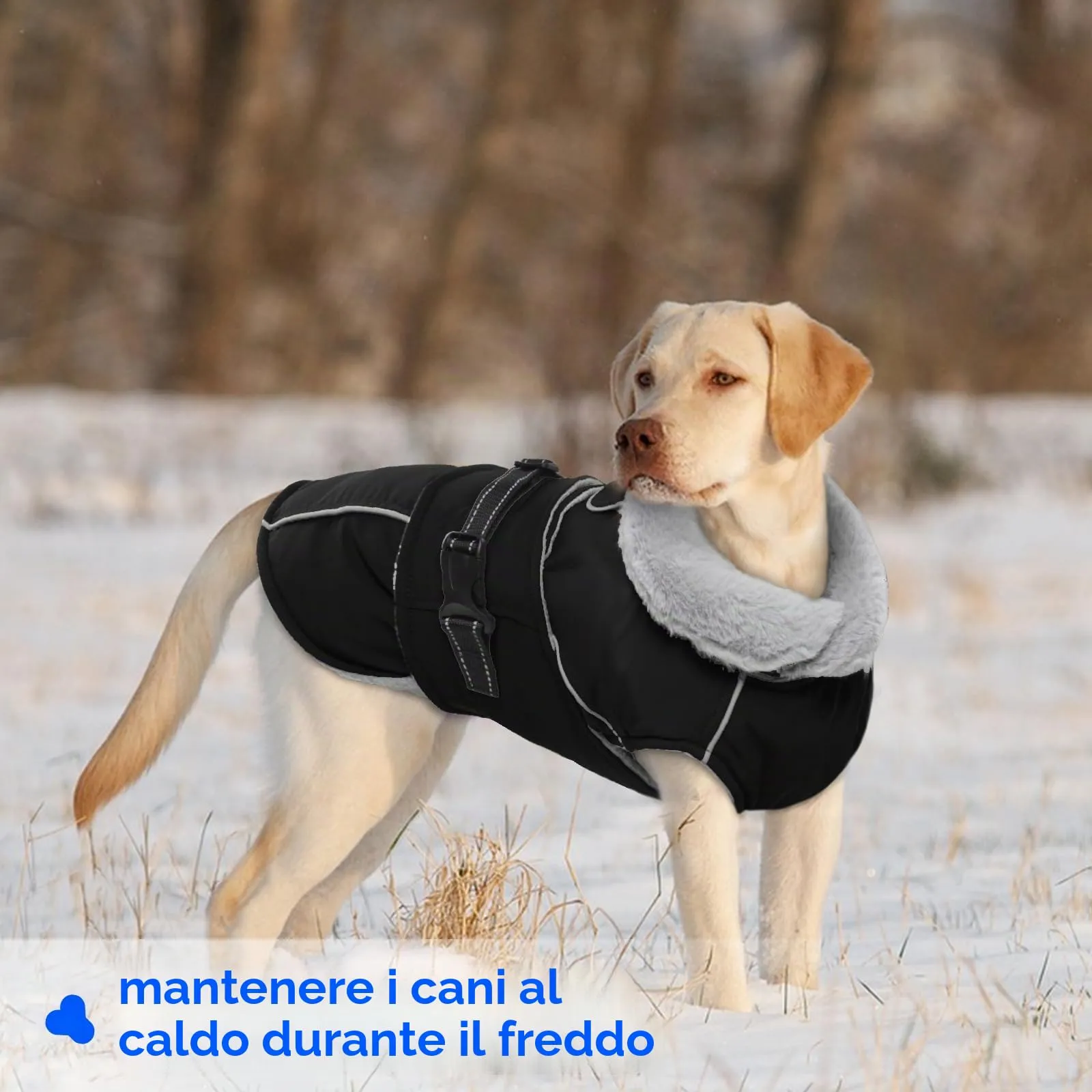Giacca Invernale per cani, Giubbini Cani Invernali Cappotto Pile Caldo Antivento Giubbotto Cani Taglia Media Gilet Cappottino Impermeabile per Cani Grandi(Nero, 3XL) - immagine 6