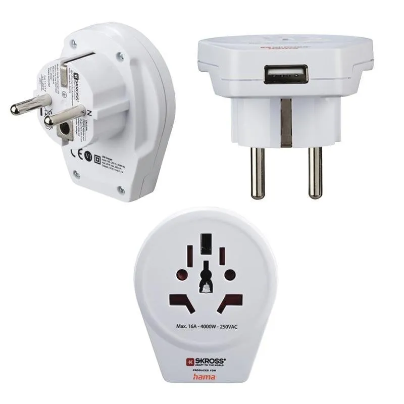 Multipresa Hama World to Europe 1 presa USB 2.4A compatibile internazionale bianca - immagine 1