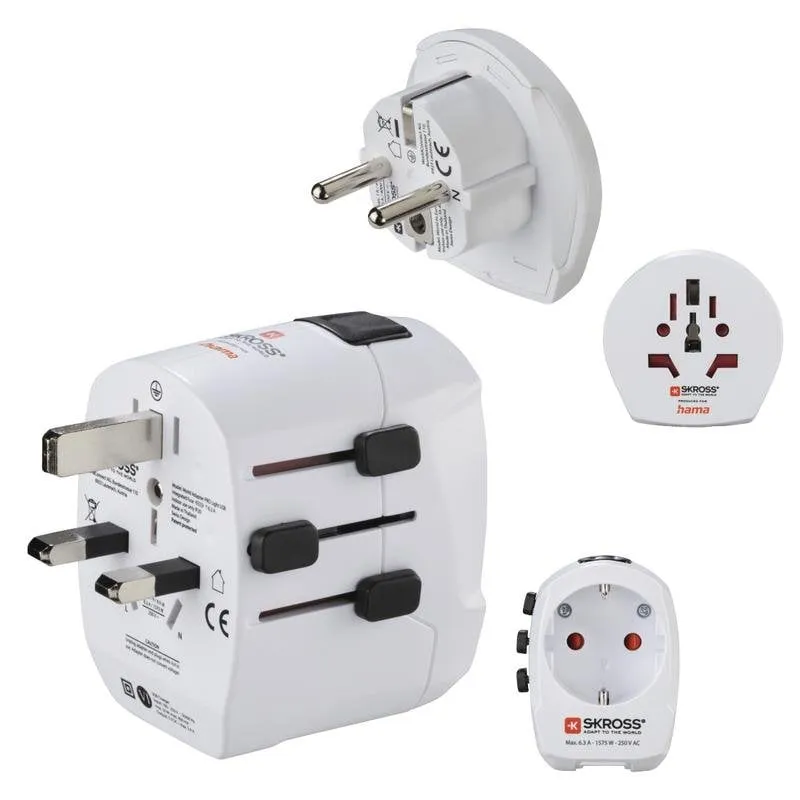 Adattatore da viaggio Hama World Travel Pro Light USB 2 Porte USB 250V Universale Bianco - immagine 1