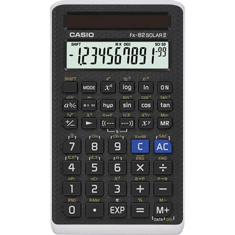 Calcolatrice Casio FX-82Solar II scientifica solare 144 funzioni nera tascabile - immagine 1
