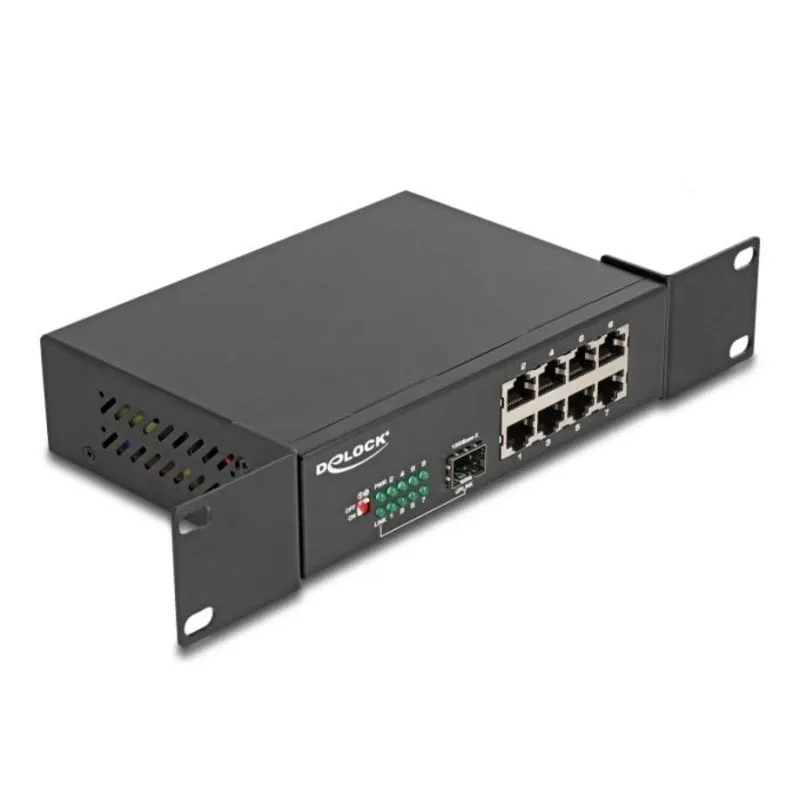 Switch DeLock 88064 8 Porte Gigabit Ethernet 1 SFP Rack 10" Metallo - immagine 1
