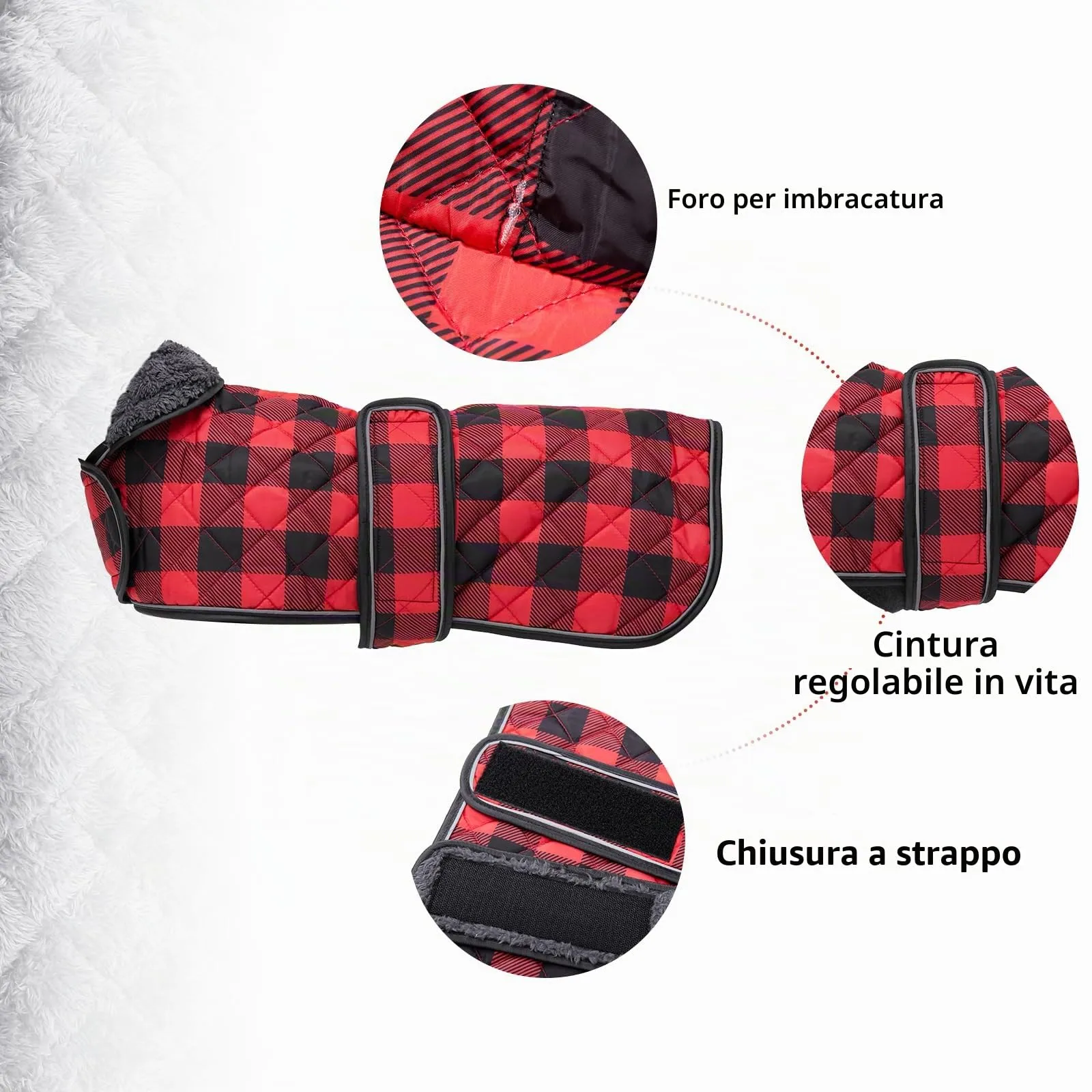 Geyecete Impermeabile Cappotto Cane, Bassotto Invernale Cappotto,Giacca del Cane con fodera in pile calda all'interno,Abbigliamento Regolabile per Cani all'aperto per Miniatura Bassotto-Rosso-XS - immagine 2
