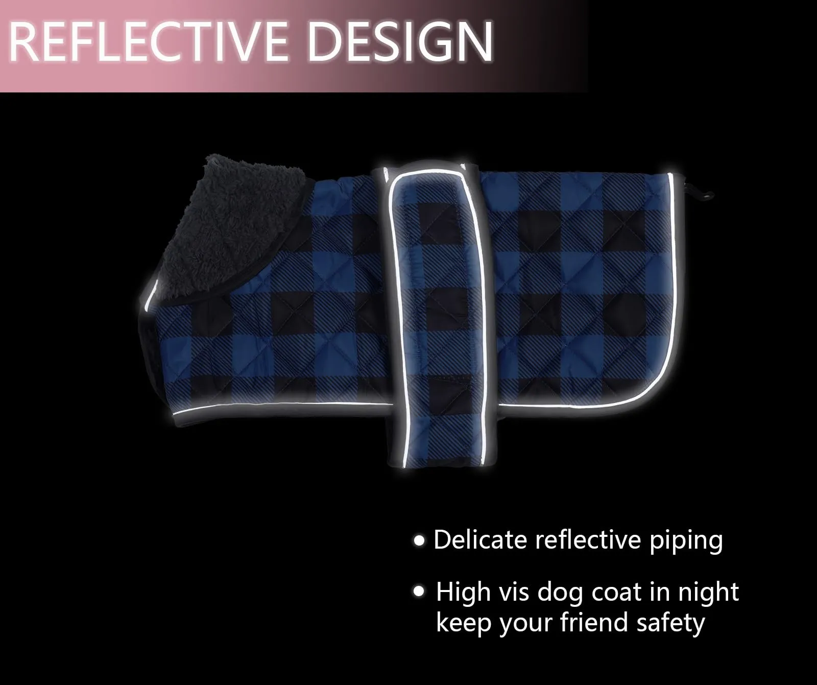 Geyecete Cappotto impermeabile caldo termico trapuntato per cani bassotti con caldo rivestimento in pile, abbigliamento per cani da esterno con fasce regolabili per cani-Blu-S - immagine 5