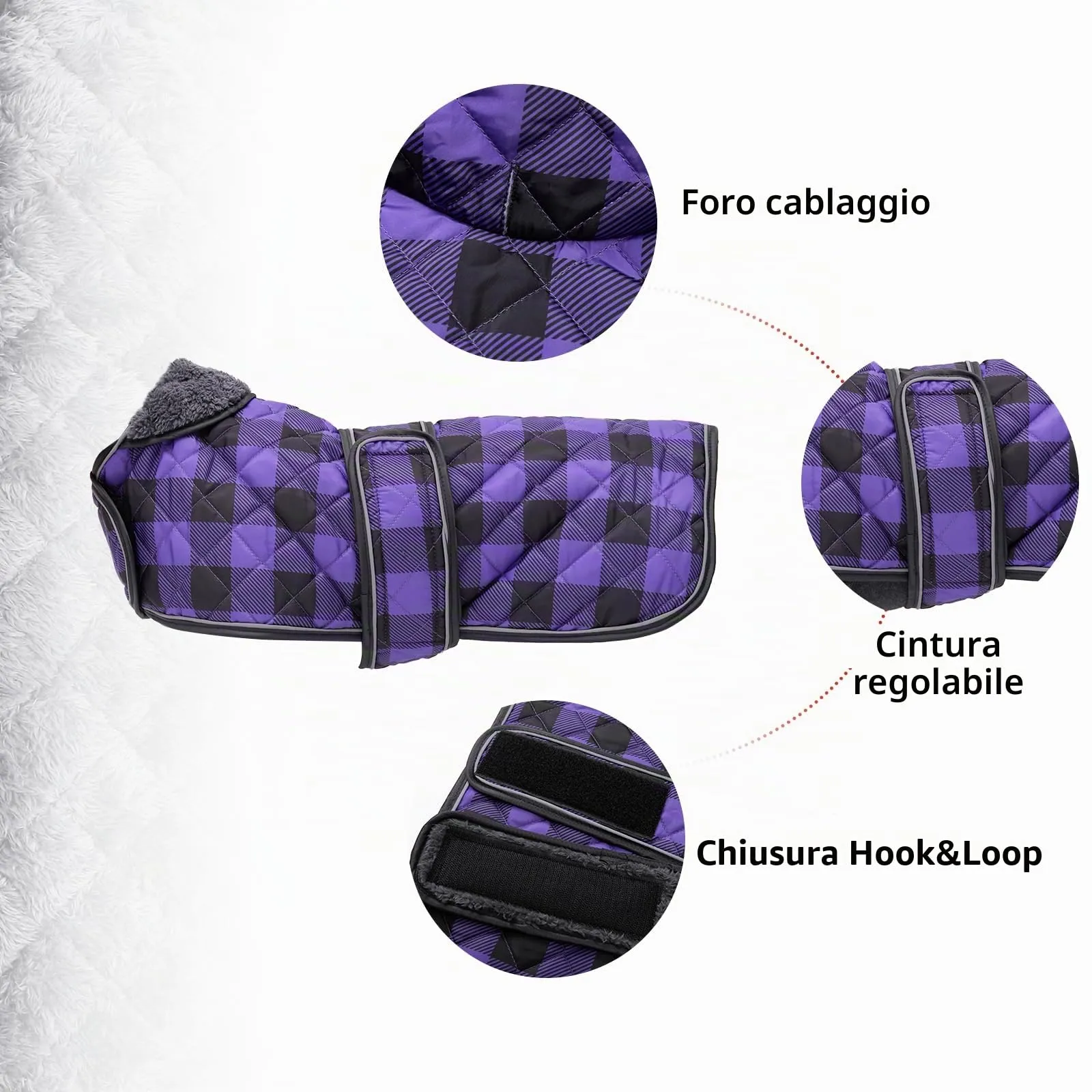 Geyecete Impermeabile Cappotto Cane, Bassotto Invernale Cappotto,Giacca del Cane con fodera in pile calda all'interno,Abbigliamento Regolabile per Cani all'aperto per Miniatura Bassotto-Viola-S - immagine 2