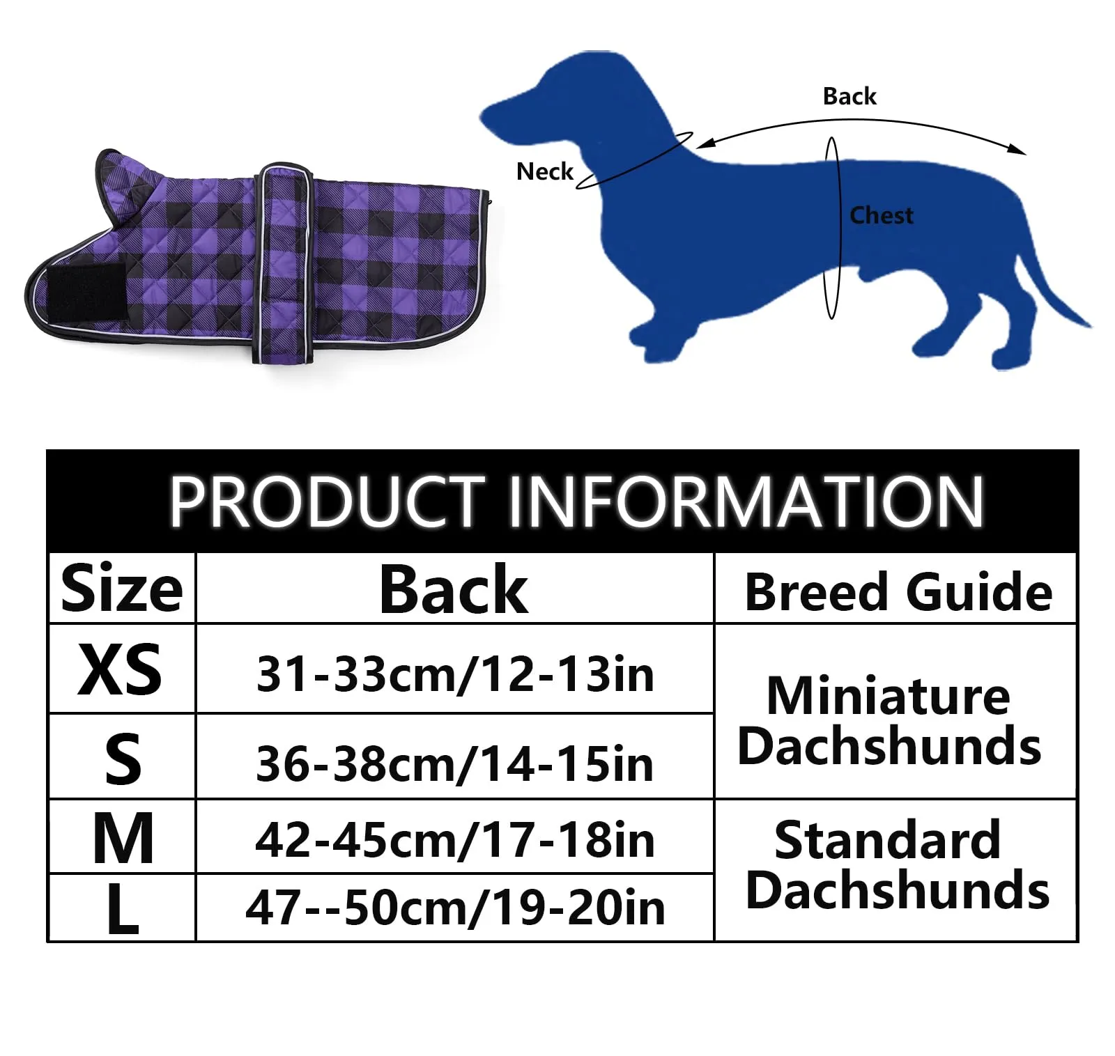 Geyecete Impermeabile Cappotto Cane, Bassotto Invernale Cappotto,Giacca del Cane con fodera in pile calda all'interno,Abbigliamento Regolabile per Cani all'aperto per Miniatura Bassotto-Viola-L - immagine 4