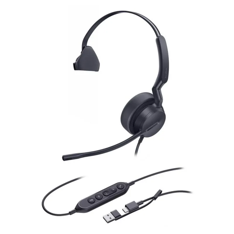 Auricolari Yealink UH42 Mono con cavo USB-C/A per chiamate e musica, Supraurali, Nero - immagine 1