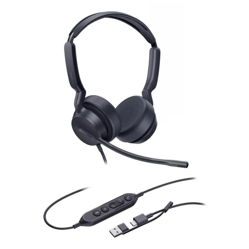 Auricolari Yealink UH42 Dual UC con cavo USB-C/A su misura per chiamate/musica neri - immagine 1