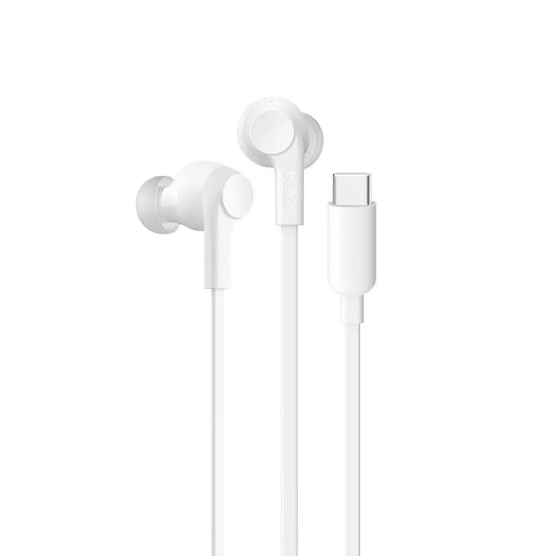 Auricolari Belkin G3H0003hqWH con cavo USB-C, cancellazione attiva del rumore, microfono, bianchi - immagine 1