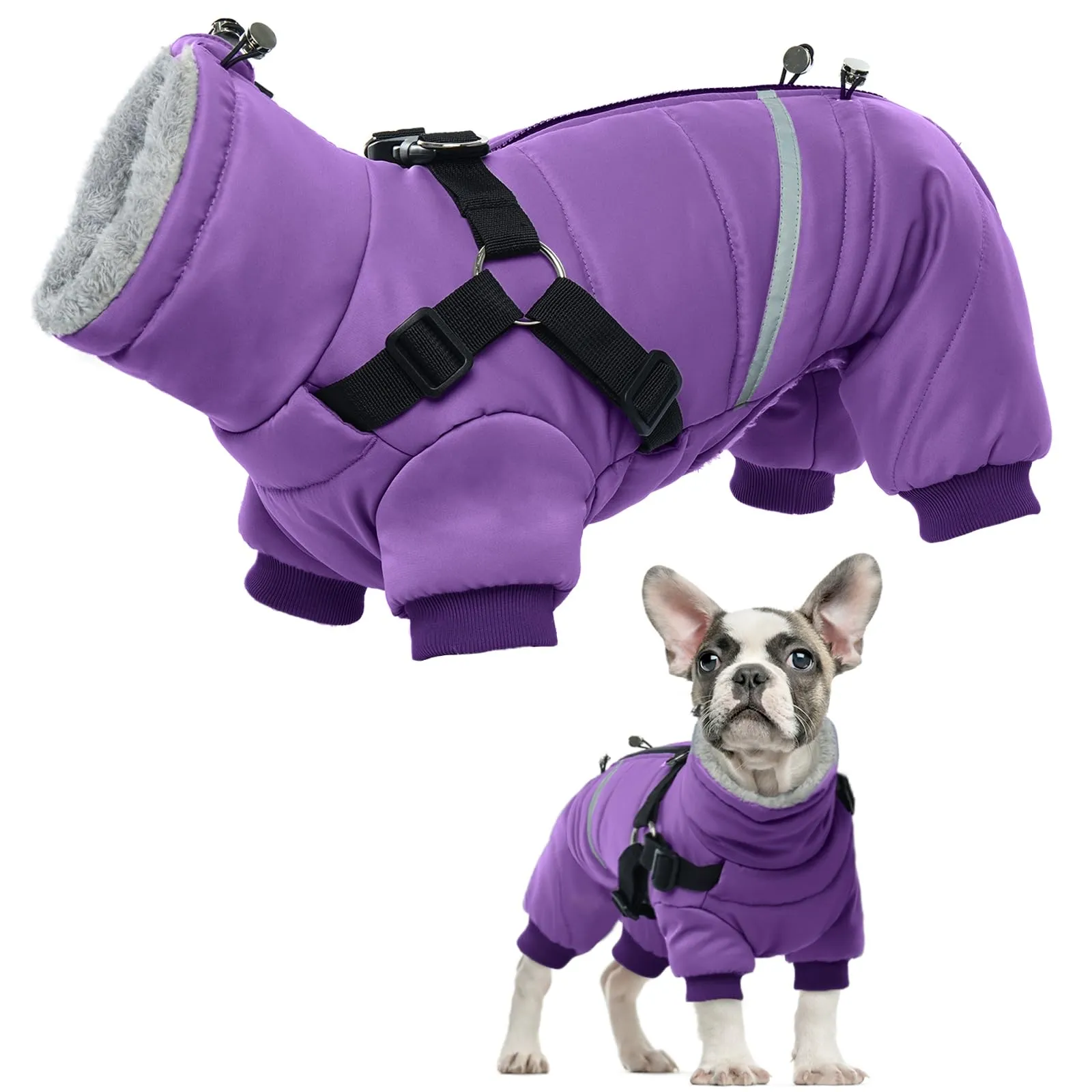 Cappotto Impermeabile per Cani, Cappotto Cane Taglia Media con Pettorina e Zampe Viola, M - immagine 1