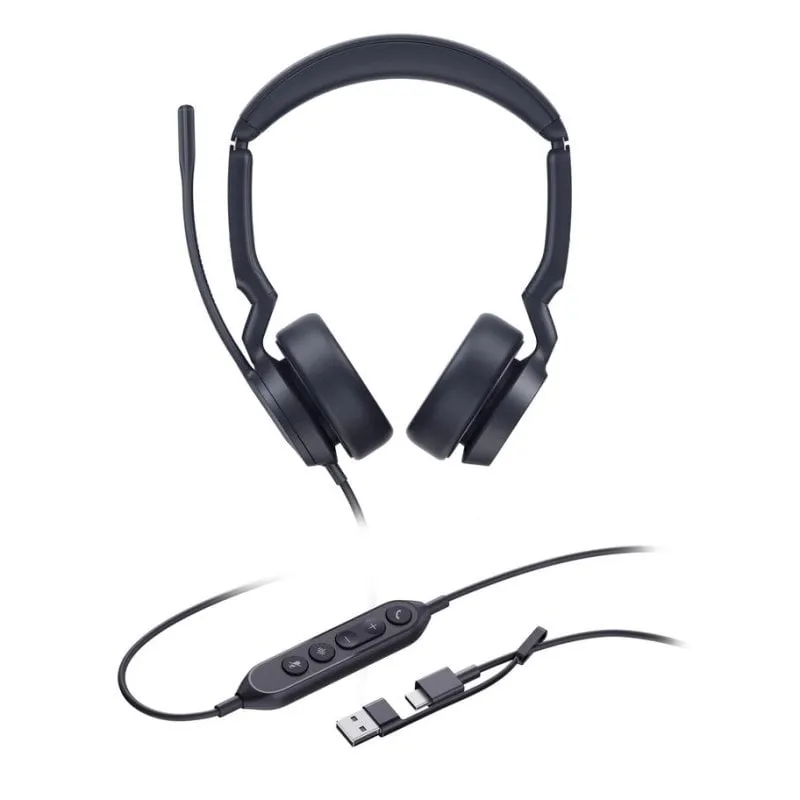 Auricolari Yealink UH44 Dual UC con cavo USB-C/A per ufficio, microfono con cancellazione del rumore, neri - immagine 1