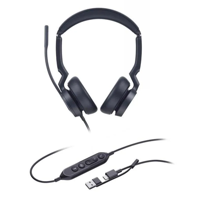 Auricolari Yealink UH46 Dual con cavo USB-C/A per ufficio con cancellazione del rumore neri - immagine 1