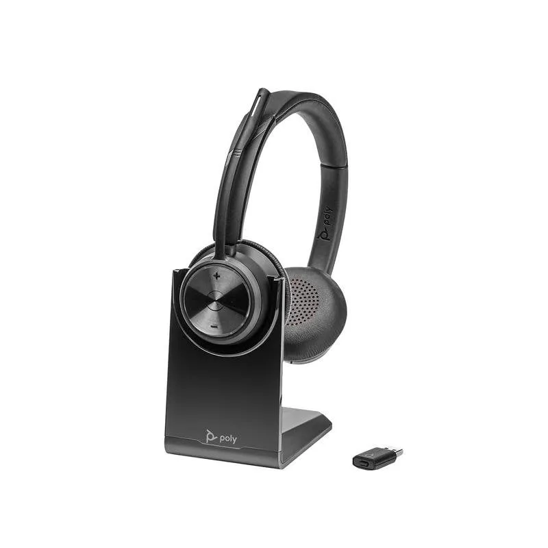 Auricolari Poly Savi 7320 UC wireless DECT per Ufficio, microfono e base di ricarica, neri - immagine 1
